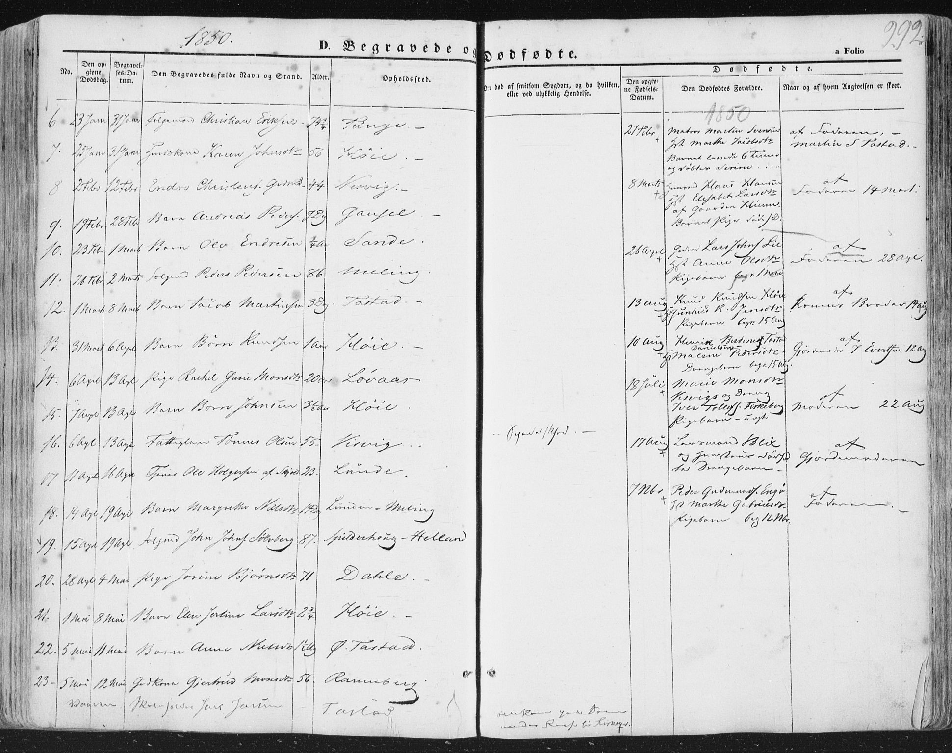 Hetland sokneprestkontor, AV/SAST-A-101826/30/30BA/L0002: Parish register (official) no. A 2, 1849-1869, p. 292