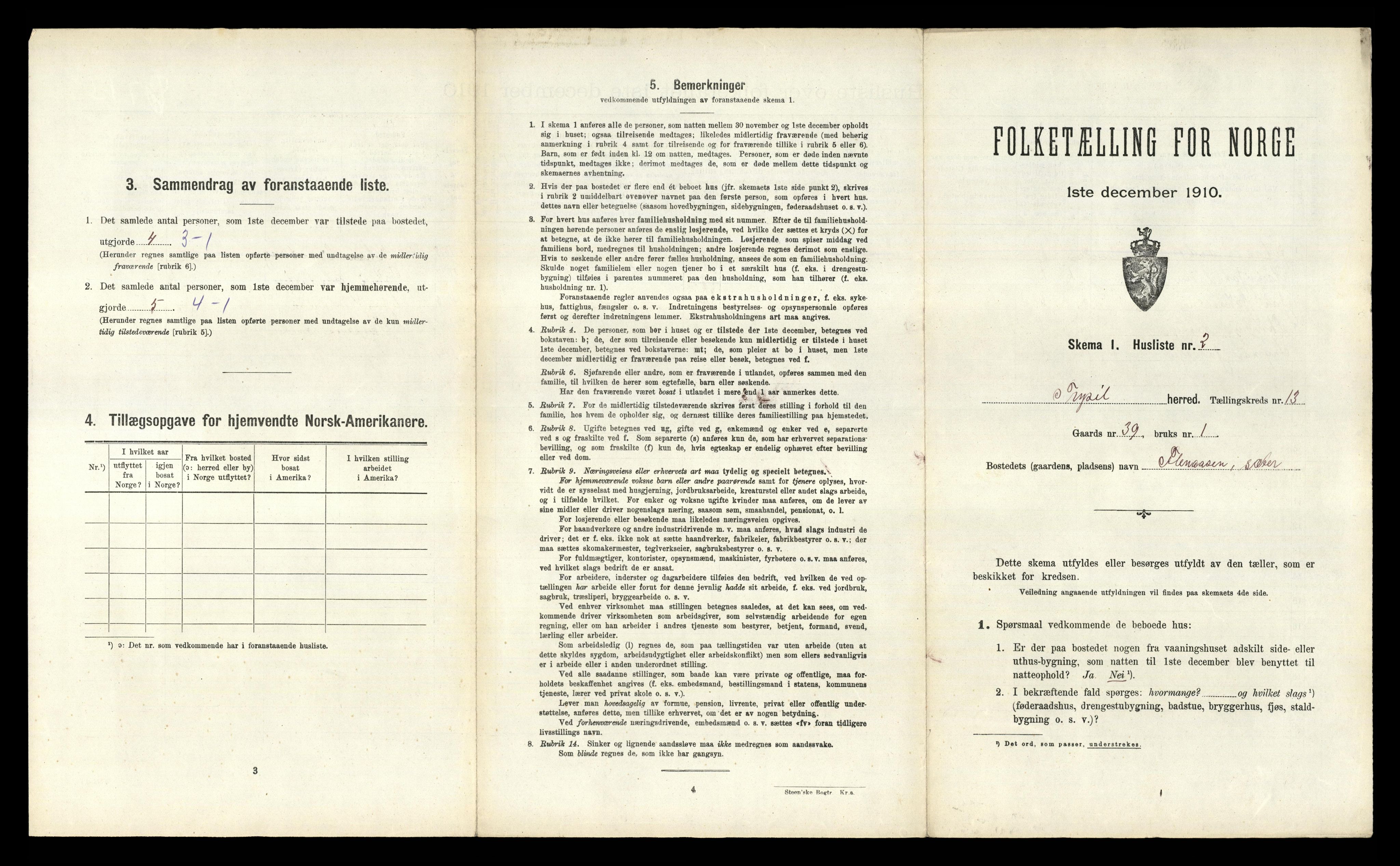 RA, 1910 census for Trysil, 1910, p. 1661