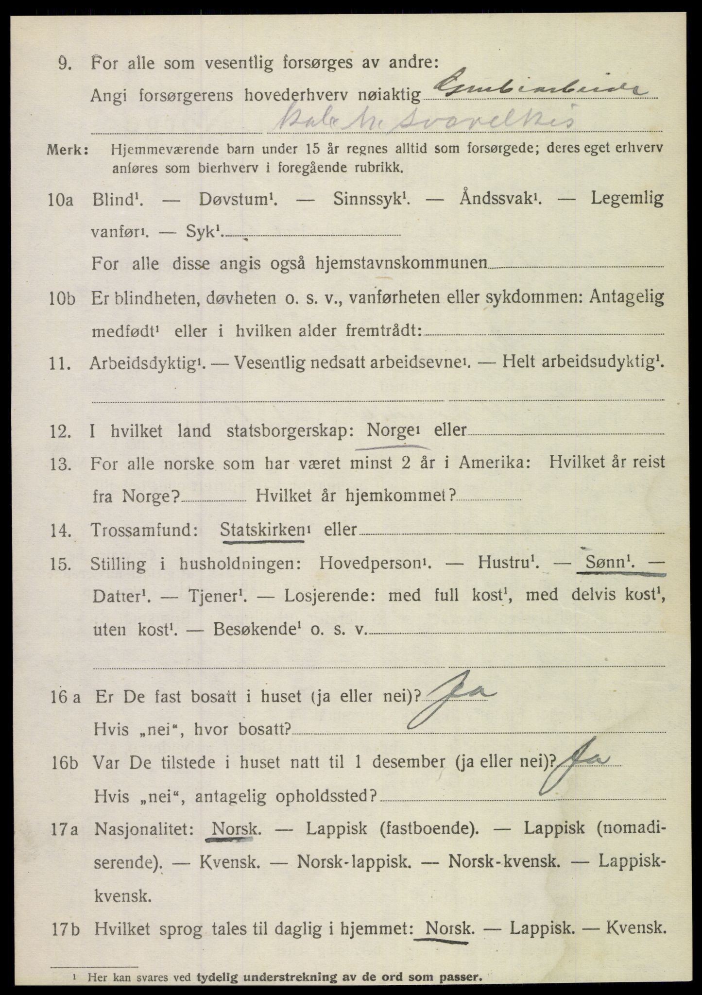 SAT, 1920 census for Sørfold, 1920, p. 4074