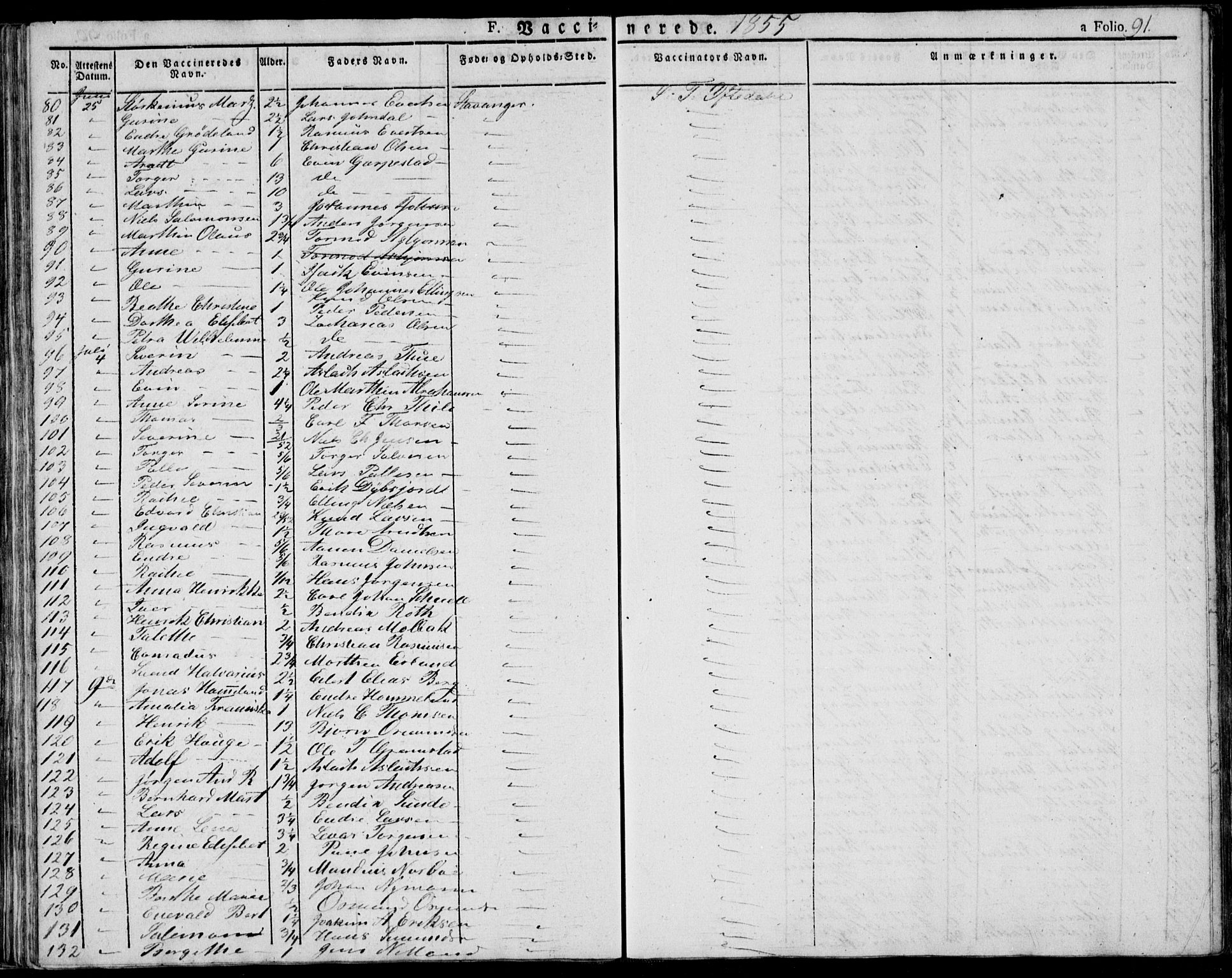 Domkirken sokneprestkontor, SAST/A-101812/001/30/30BA/L0010: Parish register (official) no. A 10, 1821-1859, p. 91