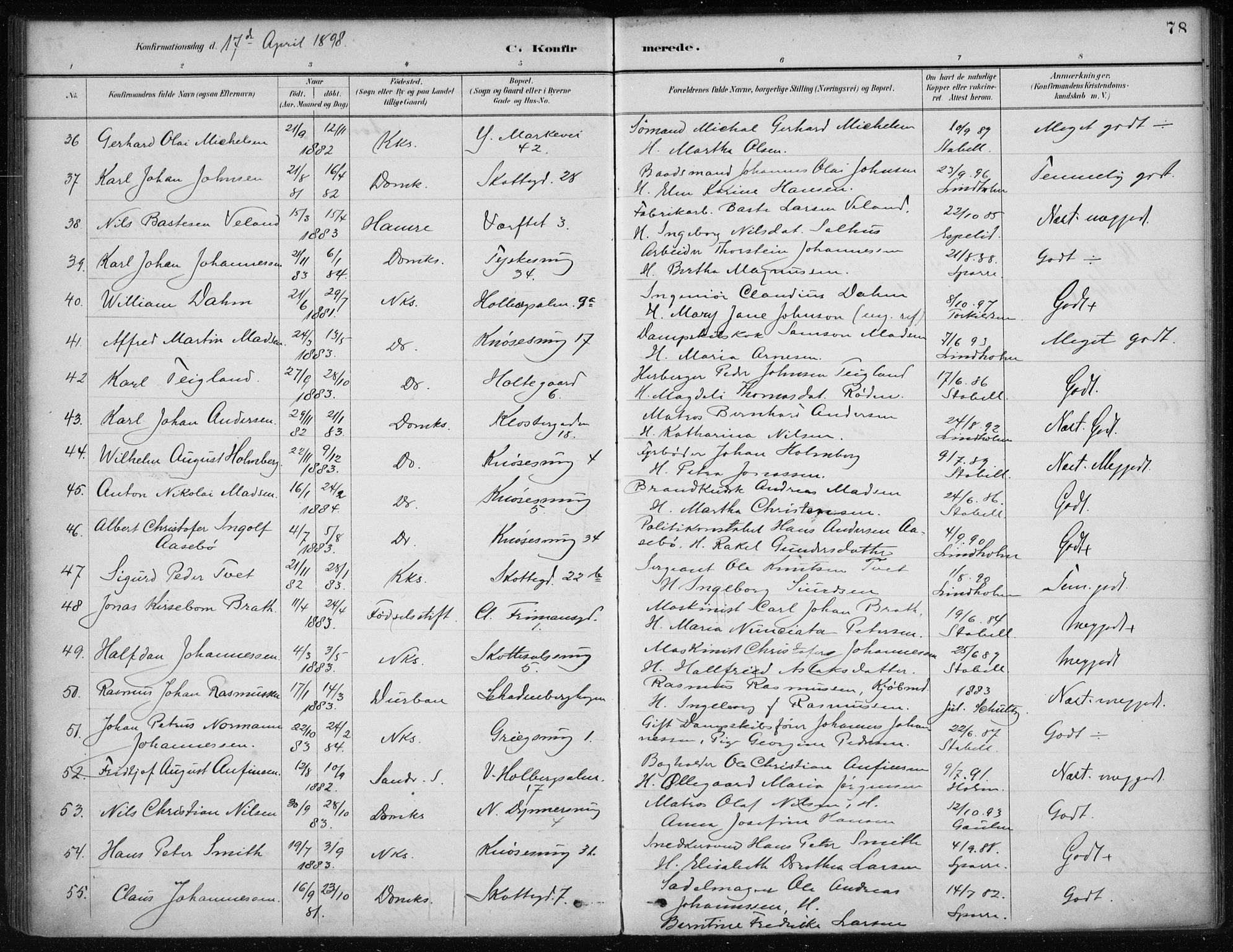Nykirken Sokneprestembete, AV/SAB-A-77101/H/Haa/L0027: Parish register (official) no. C 6, 1886-1913, p. 78
