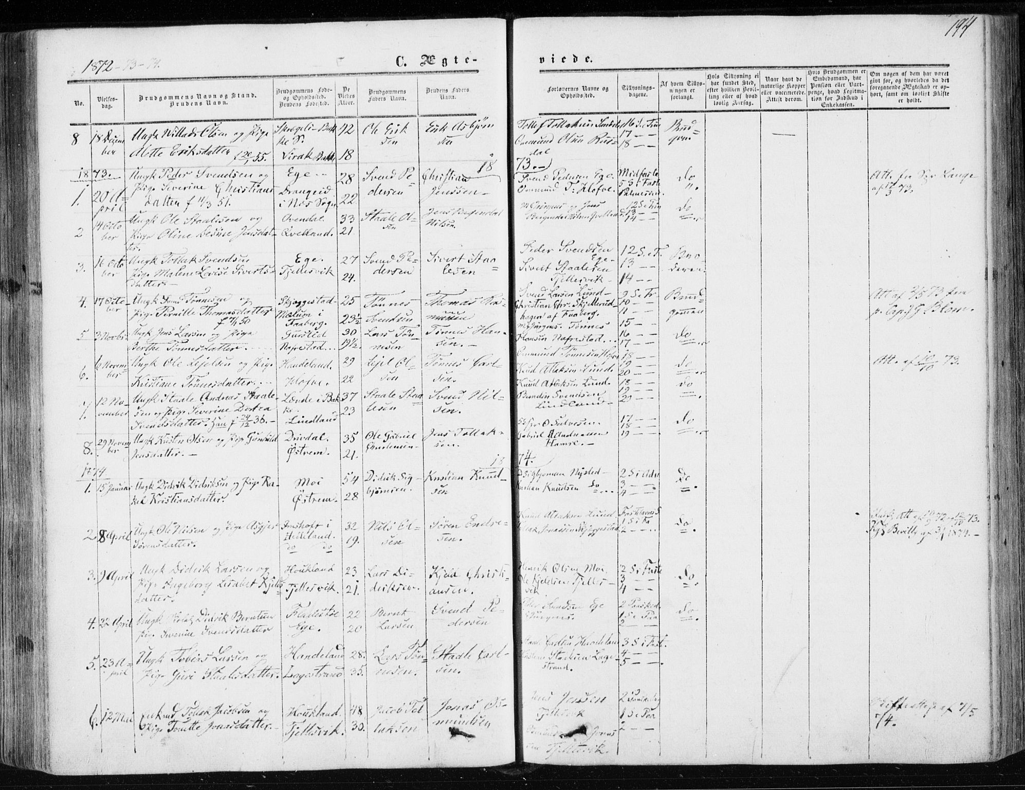 Lund sokneprestkontor, AV/SAST-A-101809/S06/L0009: Parish register (official) no. A 8, 1853-1877, p. 194