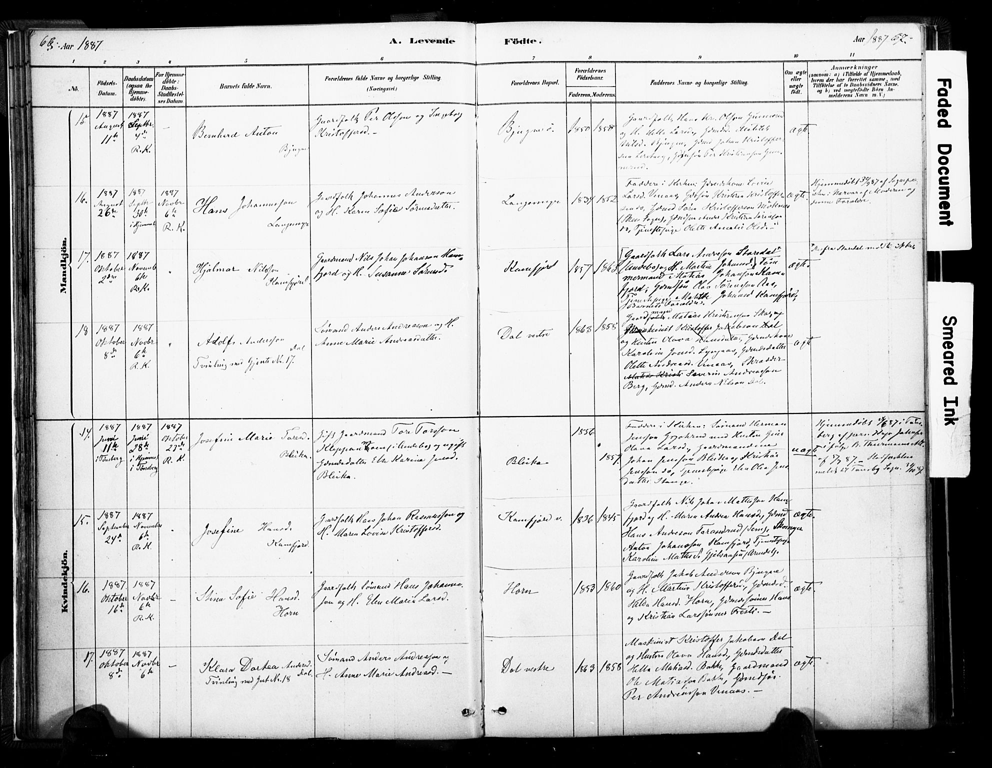 Ramnes kirkebøker, AV/SAKO-A-314/F/Fa/L0007: Parish register (official) no. I 7, 1878-1895, p. 66-67