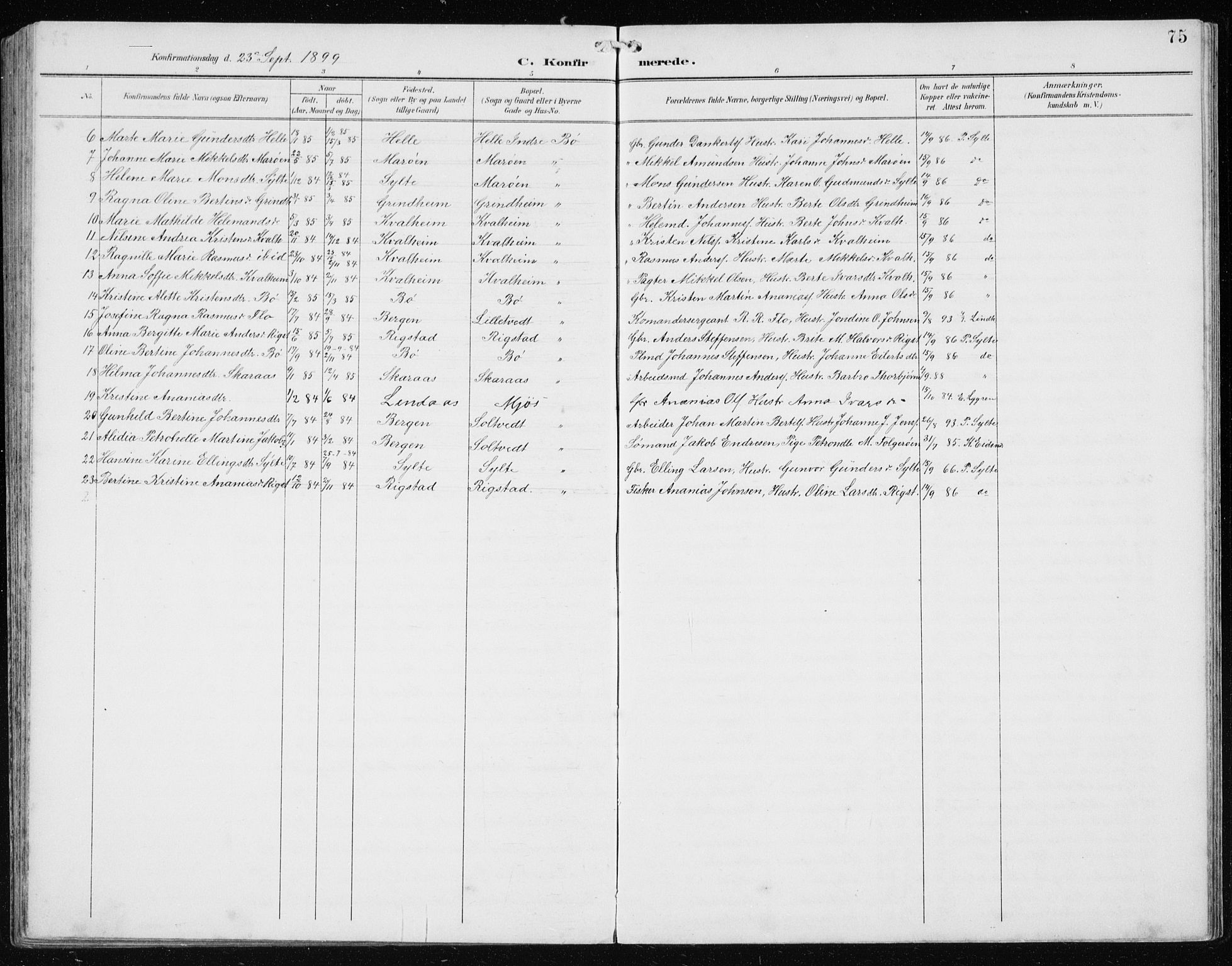 Manger sokneprestembete, AV/SAB-A-76801/H/Hab: Parish register (copy) no. B 3, 1891-1907, p. 75