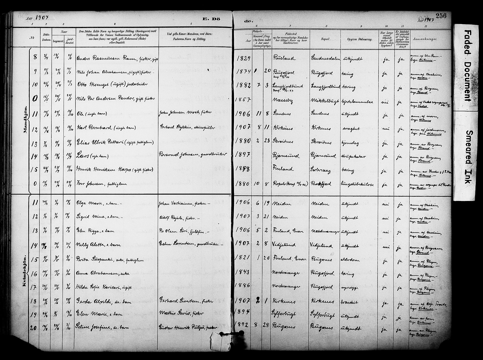 Sør-Varanger sokneprestkontor, AV/SATØ-S-1331/H/Ha/L0004kirke: Parish register (official) no. 4, 1891-1908, p. 256