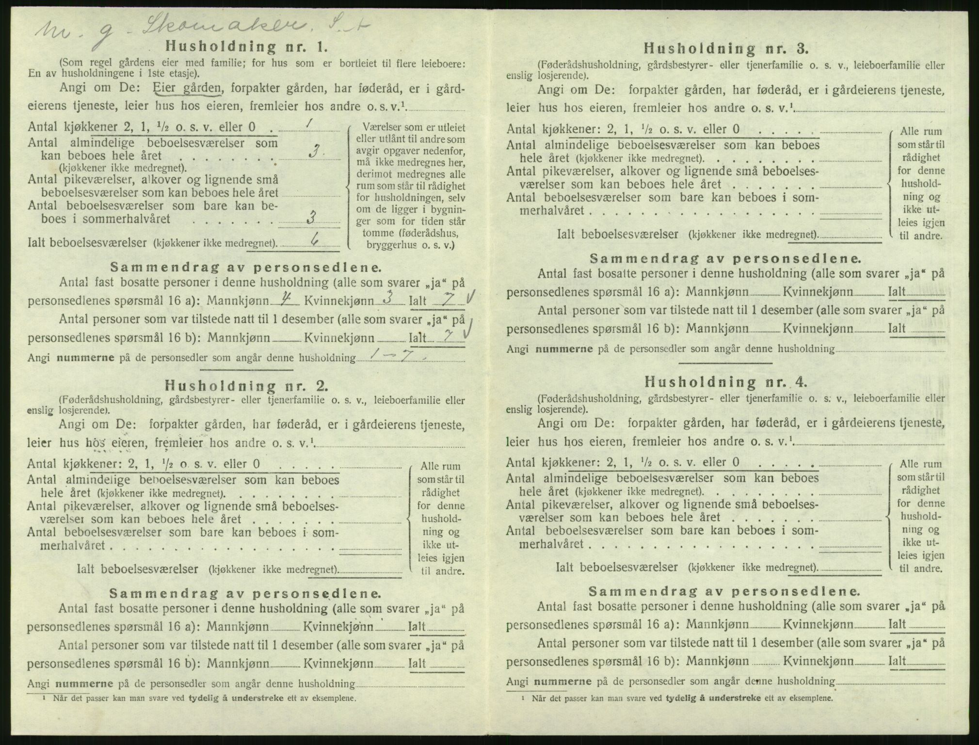 SAT, 1920 census for Veøy, 1920, p. 176