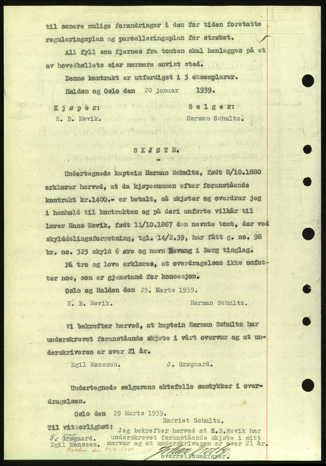 Idd og Marker sorenskriveri, AV/SAO-A-10283/G/Gb/Gbb/L0003: Mortgage book no. A3, 1938-1939, Diary no: : 446/1939