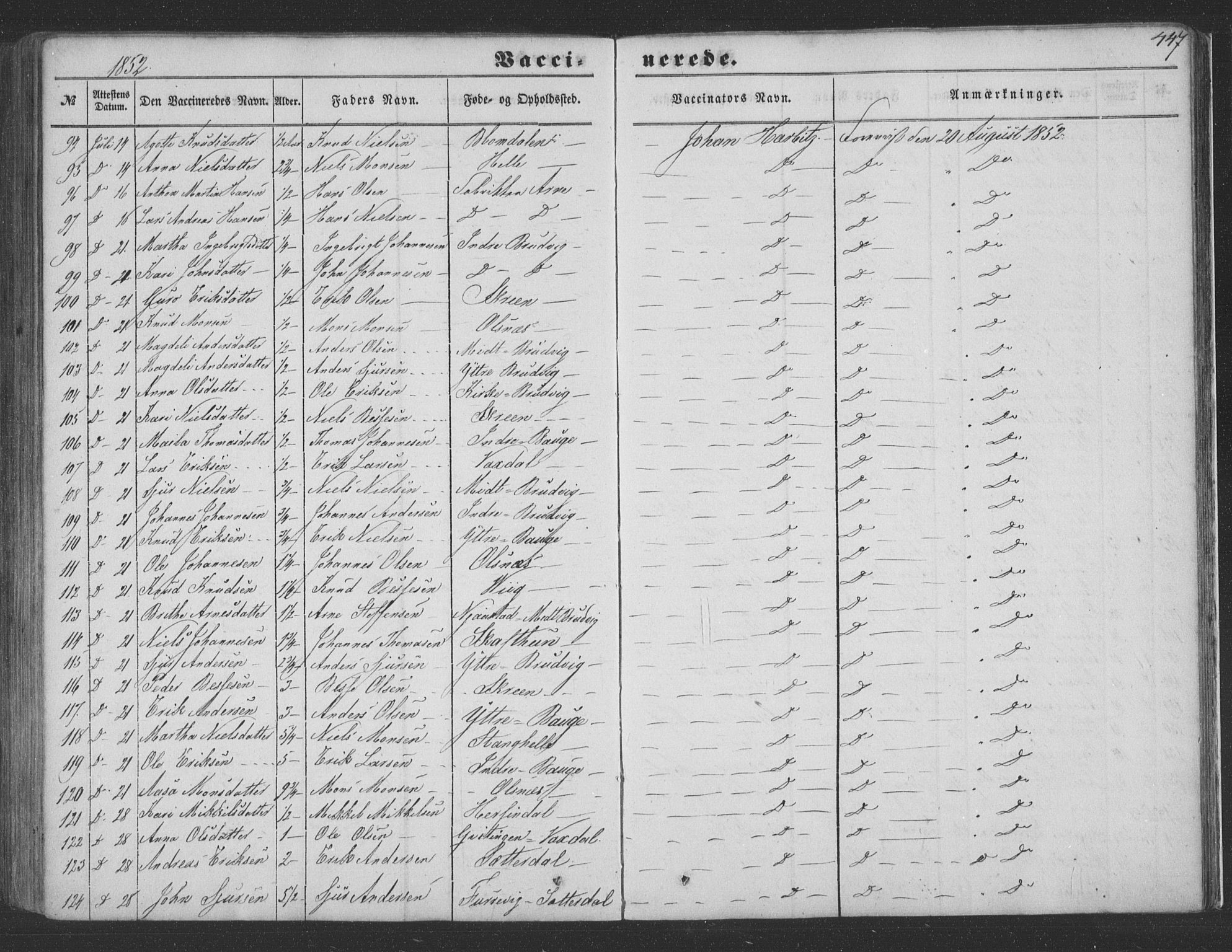 Haus sokneprestembete, AV/SAB-A-75601/H/Haa: Parish register (official) no. A 16 II, 1848-1857, p. 447