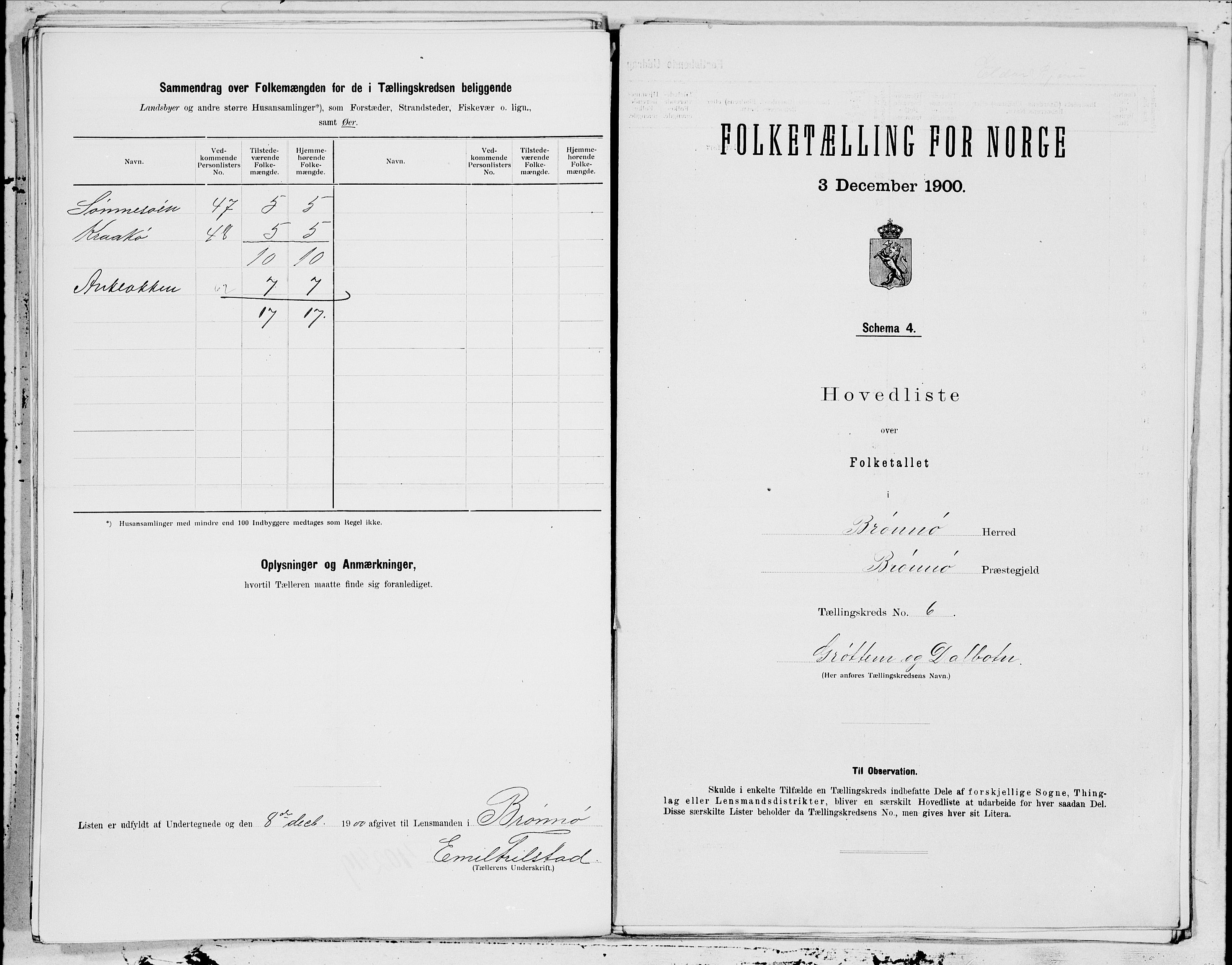 SAT, 1900 census for Brønnøy, 1900, p. 14