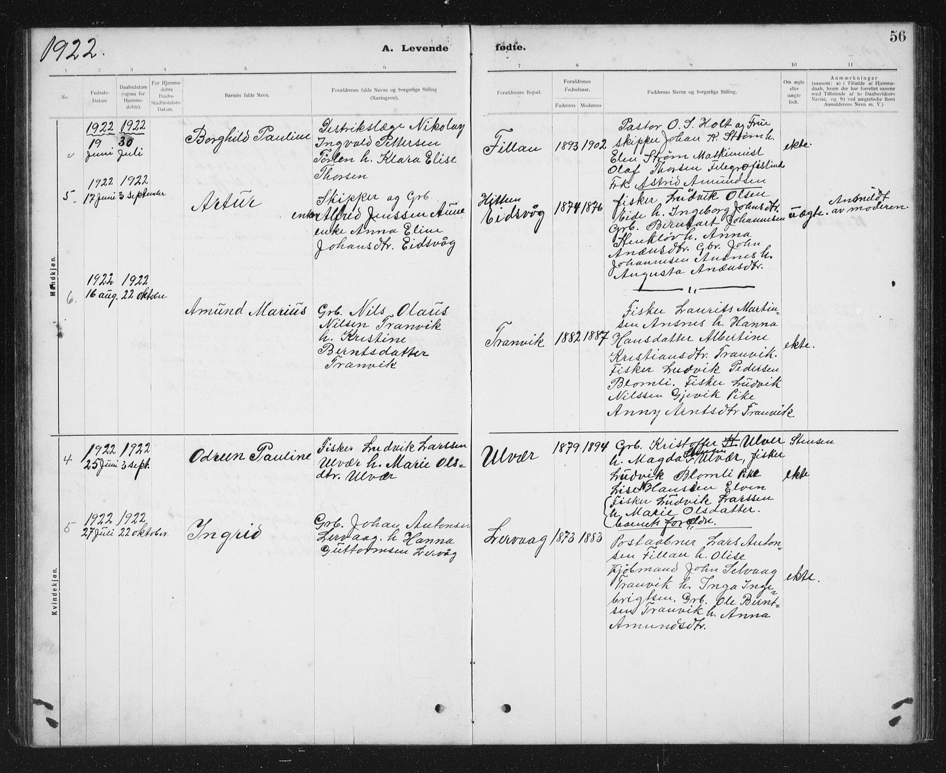 Ministerialprotokoller, klokkerbøker og fødselsregistre - Sør-Trøndelag, AV/SAT-A-1456/637/L0563: Parish register (copy) no. 637C04, 1899-1940, p. 56