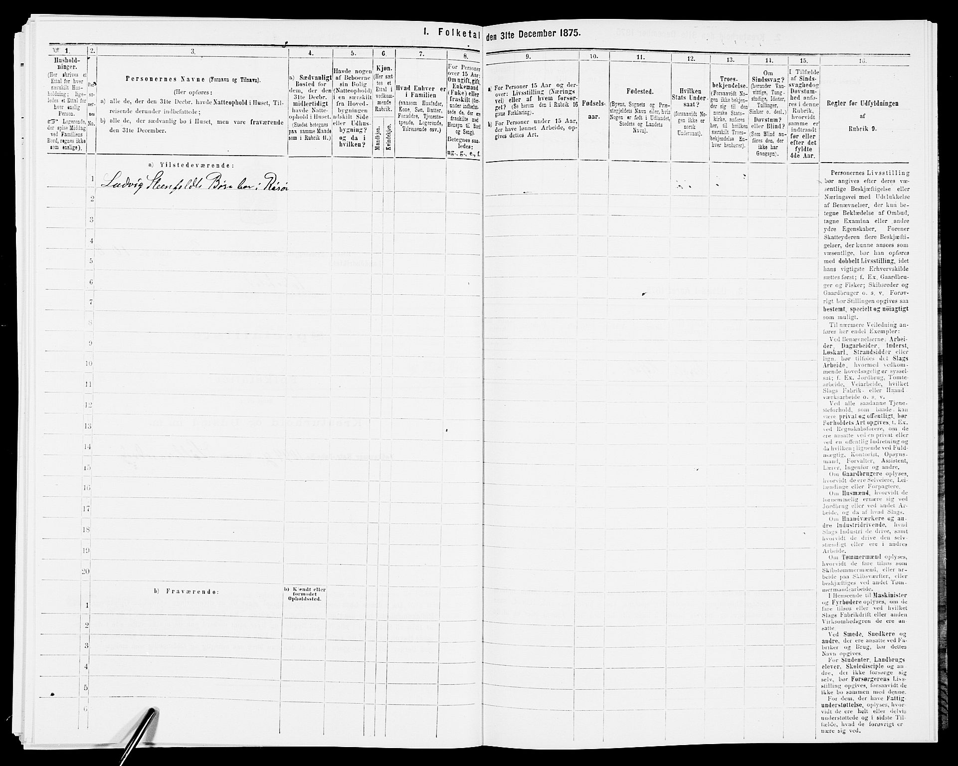 SAK, 1875 census for 0913L Risør/Søndeled, 1875, p. 595