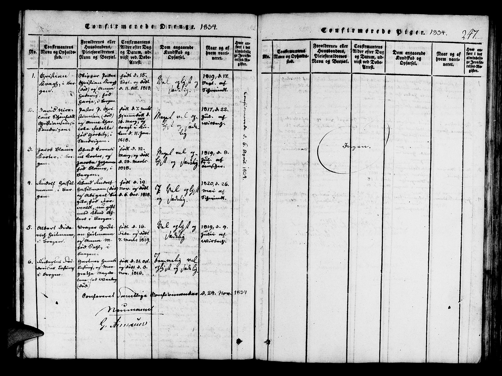 Mariakirken Sokneprestembete, SAB/A-76901/H/Haa/L0005: Parish register (official) no. A 5, 1815-1845, p. 247