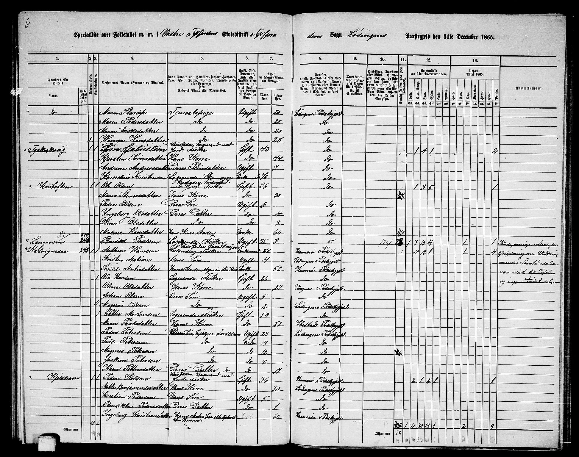 RA, 1865 census for Lødingen, 1865, p. 155