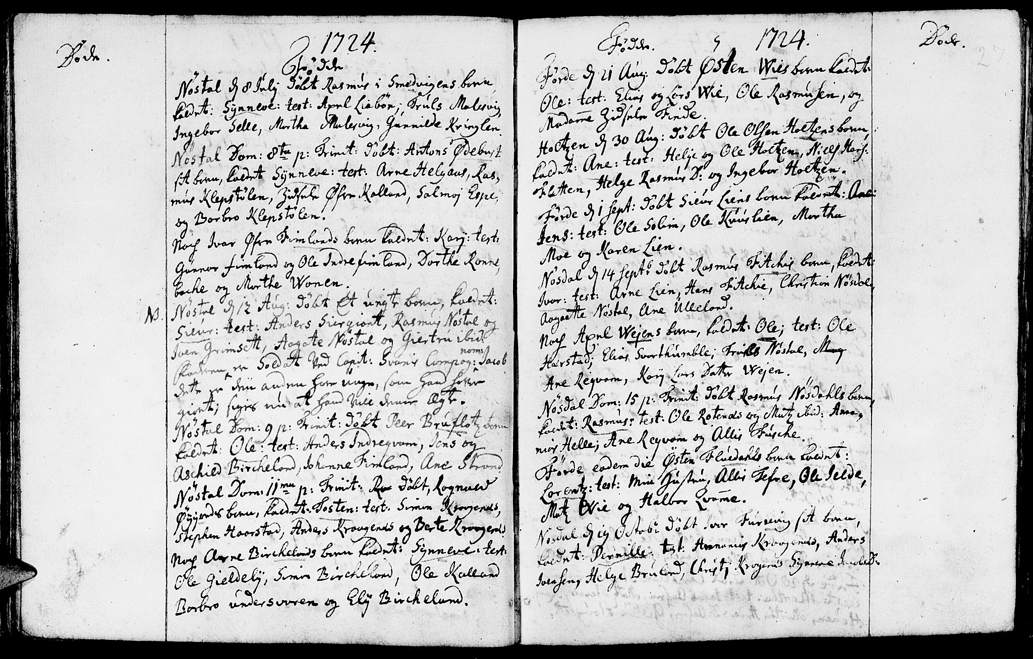 Førde sokneprestembete, AV/SAB-A-79901/H/Haa/Haaa/L0001: Parish register (official) no. A 1, 1720-1727, p. 27