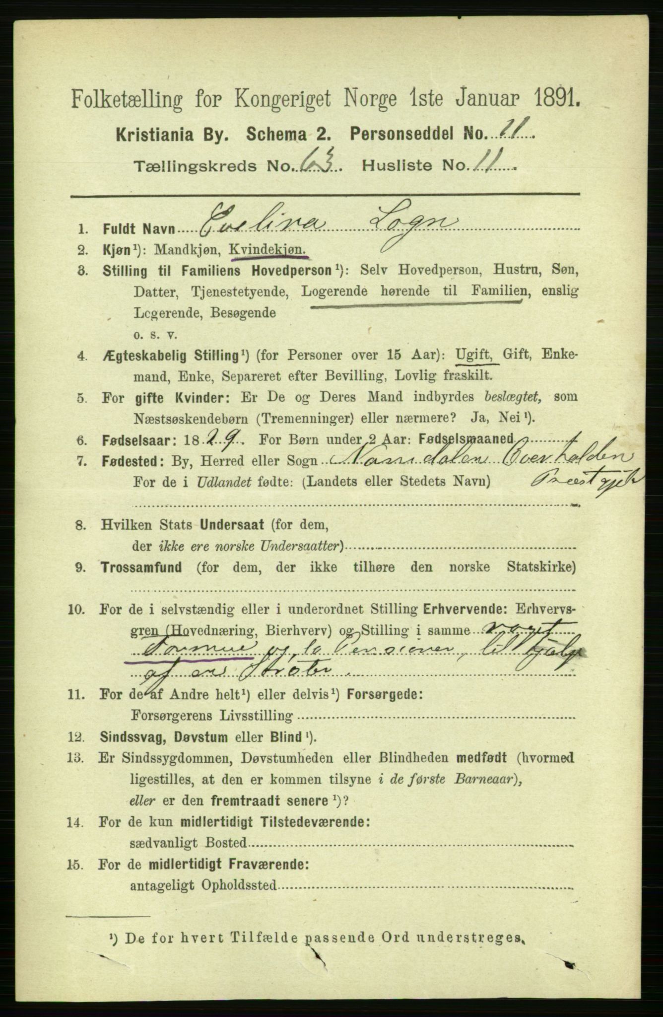 RA, 1891 census for 0301 Kristiania, 1891, p. 33983
