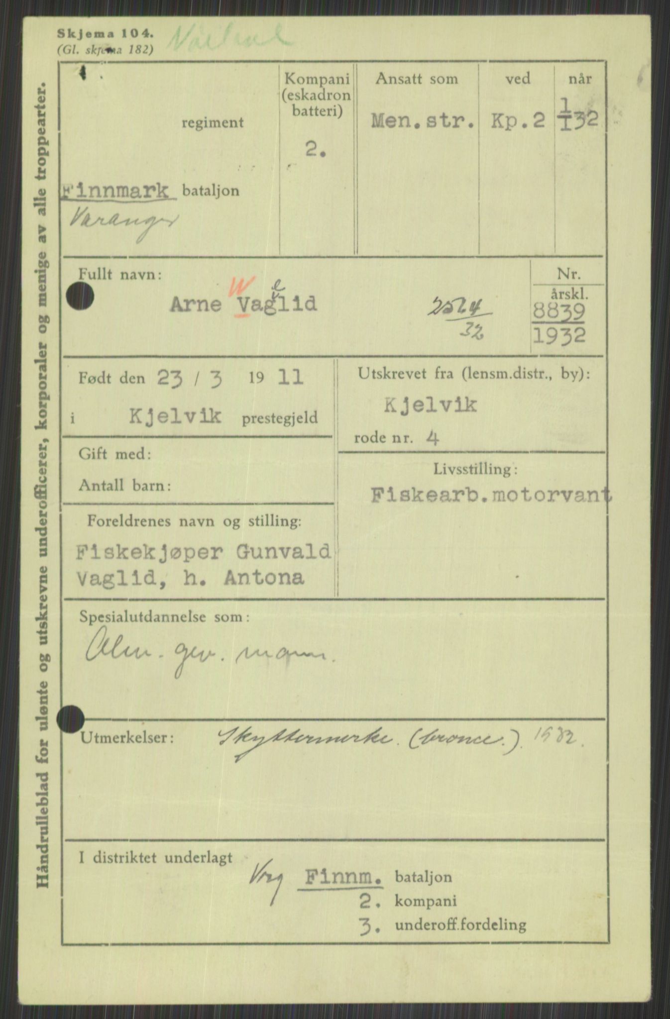 Forsvaret, Troms infanteriregiment nr. 16, AV/RA-RAFA-3146/P/Pa/L0016: Rulleblad for regimentets menige mannskaper, årsklasse 1932, 1932, p. 1615