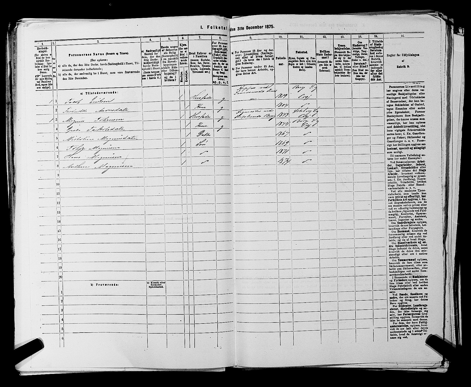 RA, 1875 census for 0113P Borge, 1875, p. 808