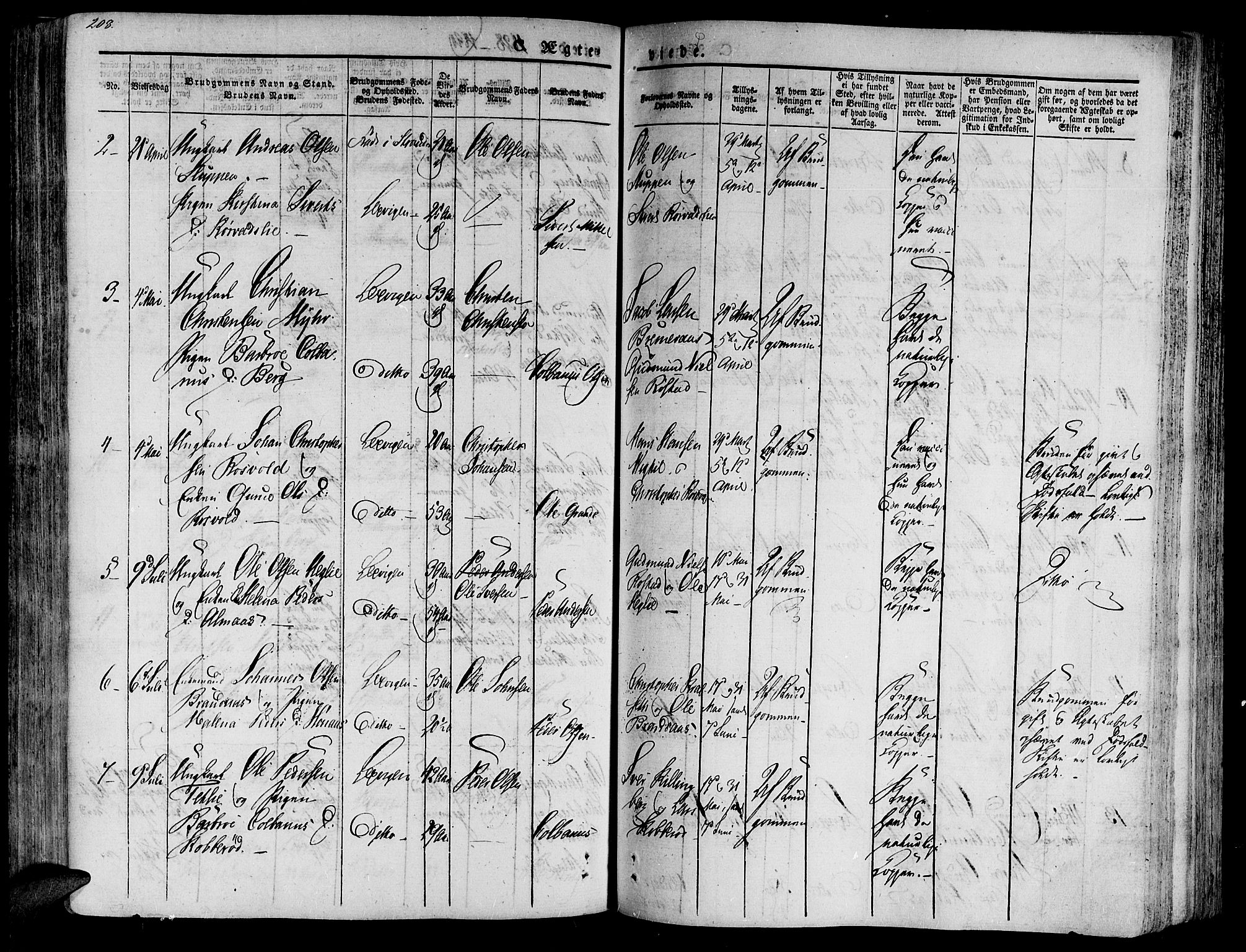 Ministerialprotokoller, klokkerbøker og fødselsregistre - Nord-Trøndelag, AV/SAT-A-1458/701/L0006: Parish register (official) no. 701A06, 1825-1841, p. 208