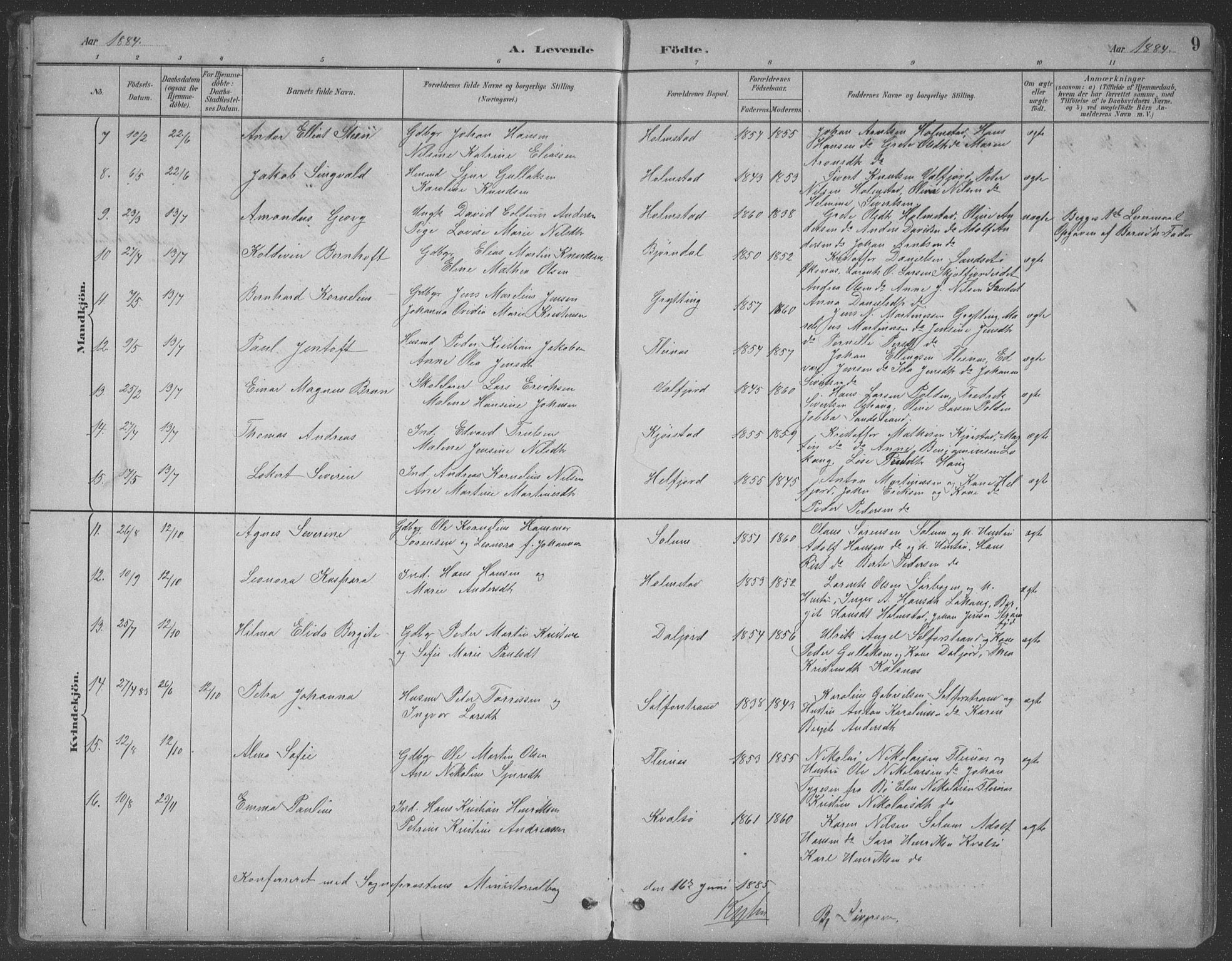 Ministerialprotokoller, klokkerbøker og fødselsregistre - Nordland, AV/SAT-A-1459/890/L1290: Parish register (copy) no. 890C01, 1882-1911, p. 9