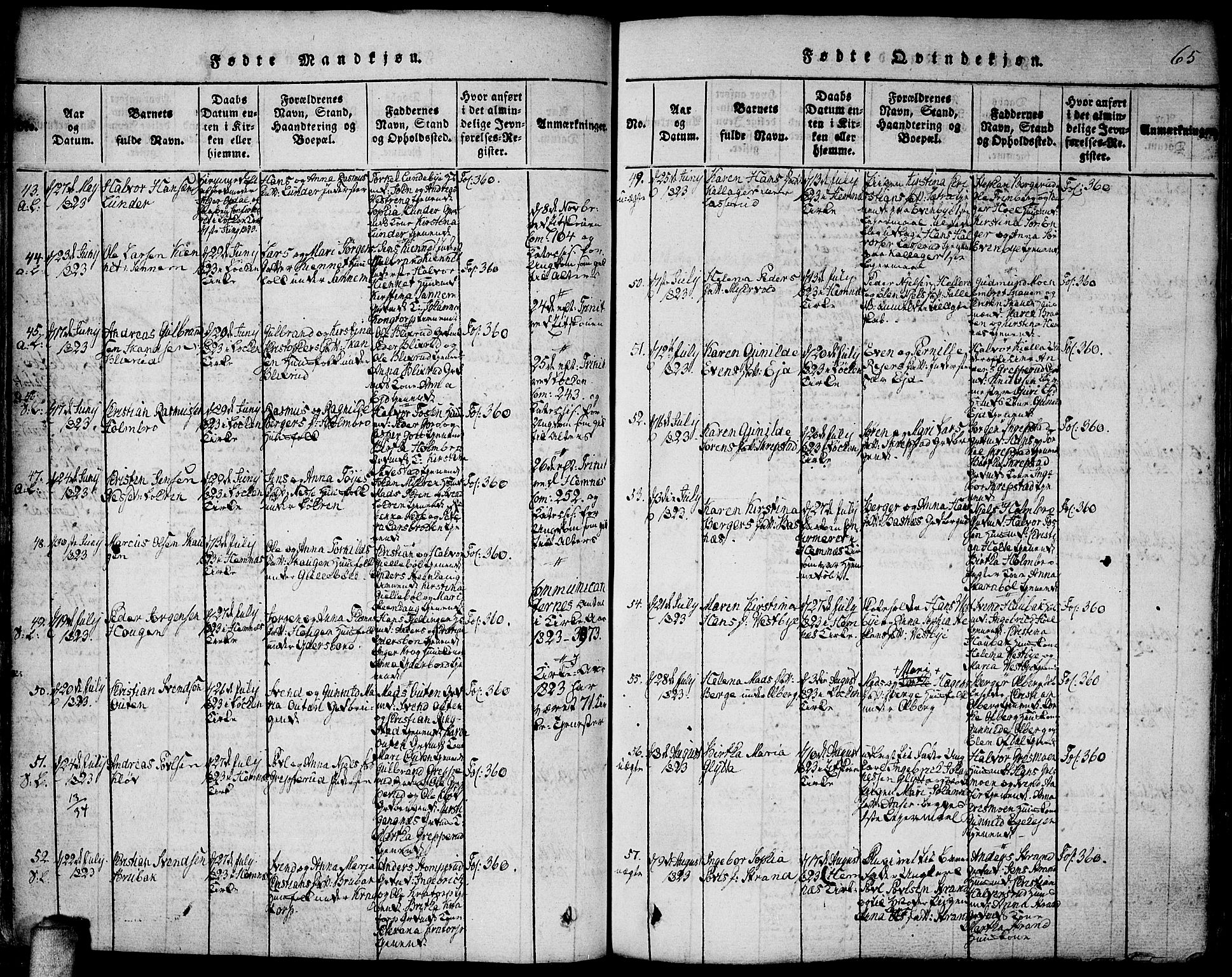 Høland prestekontor Kirkebøker, SAO/A-10346a/F/Fa/L0007: Parish register (official) no. I 7, 1814-1827, p. 65