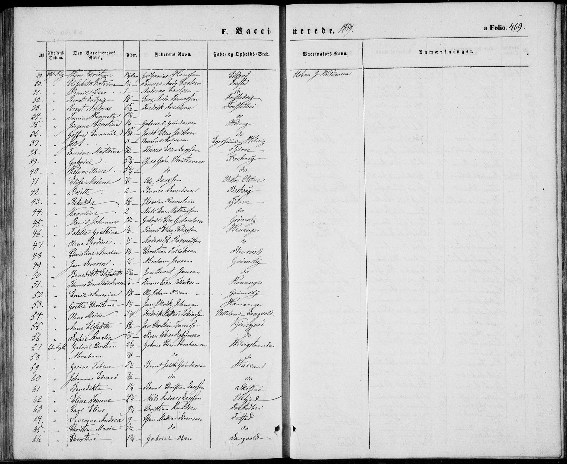 Lista sokneprestkontor, AV/SAK-1111-0027/F/Fb/L0002: Parish register (copy) no. B 2, 1847-1862, p. 469