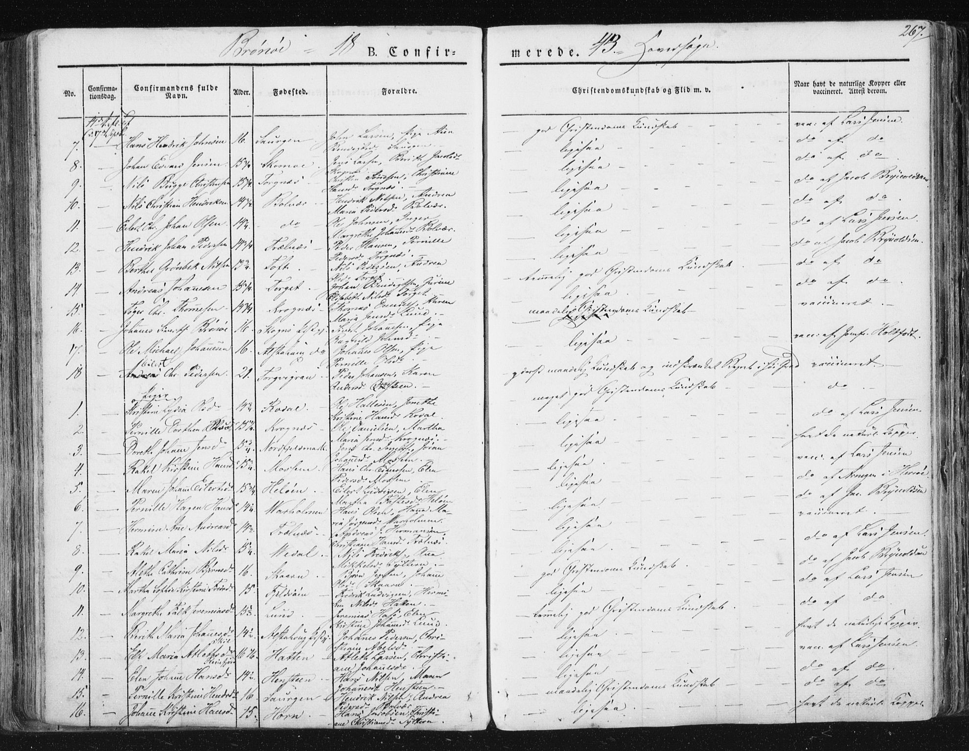 Ministerialprotokoller, klokkerbøker og fødselsregistre - Nordland, SAT/A-1459/813/L0198: Parish register (official) no. 813A08, 1834-1874, p. 267