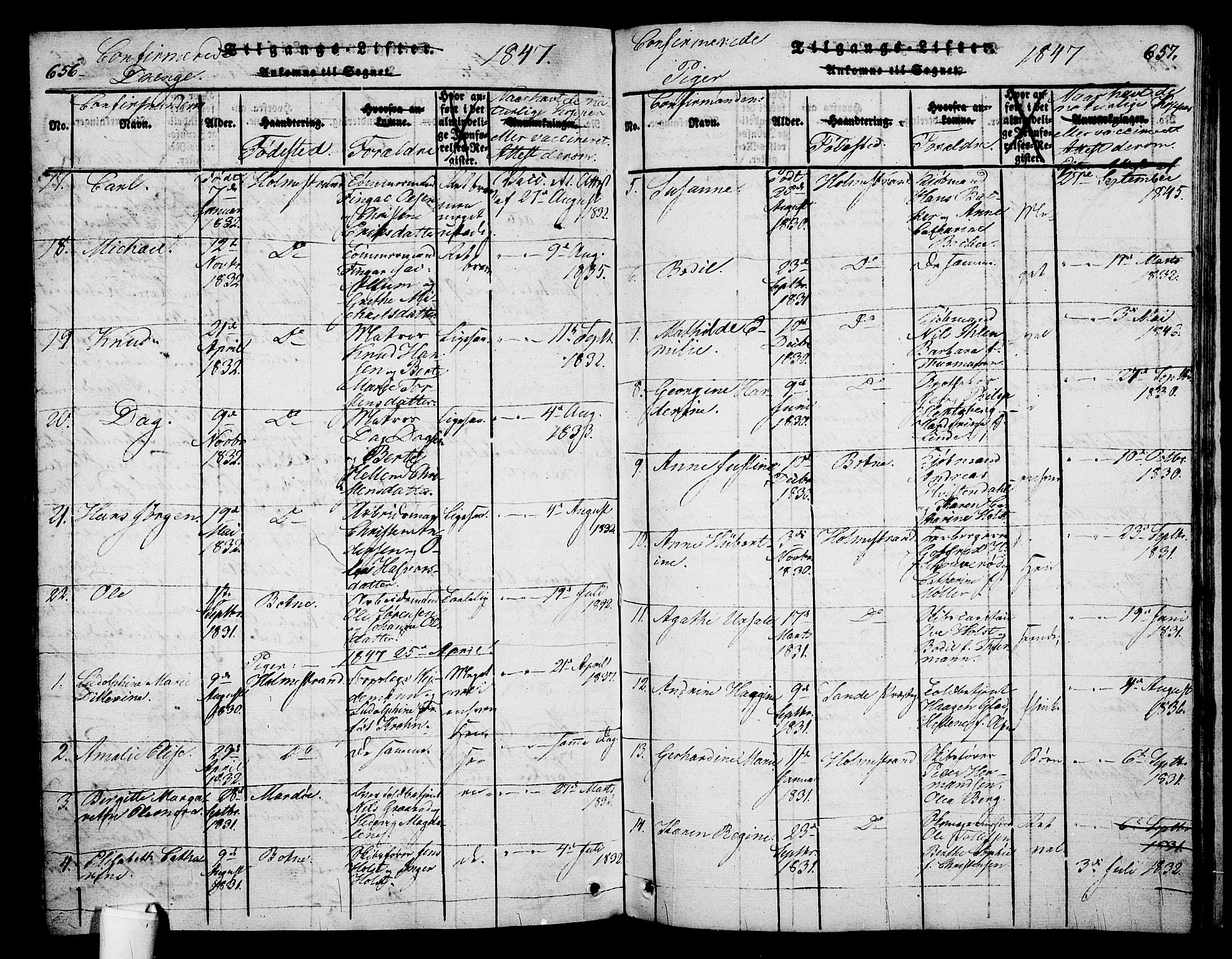 Holmestrand kirkebøker, AV/SAKO-A-346/G/Ga/L0001: Parish register (copy) no. 1, 1814-1848, p. 656-657