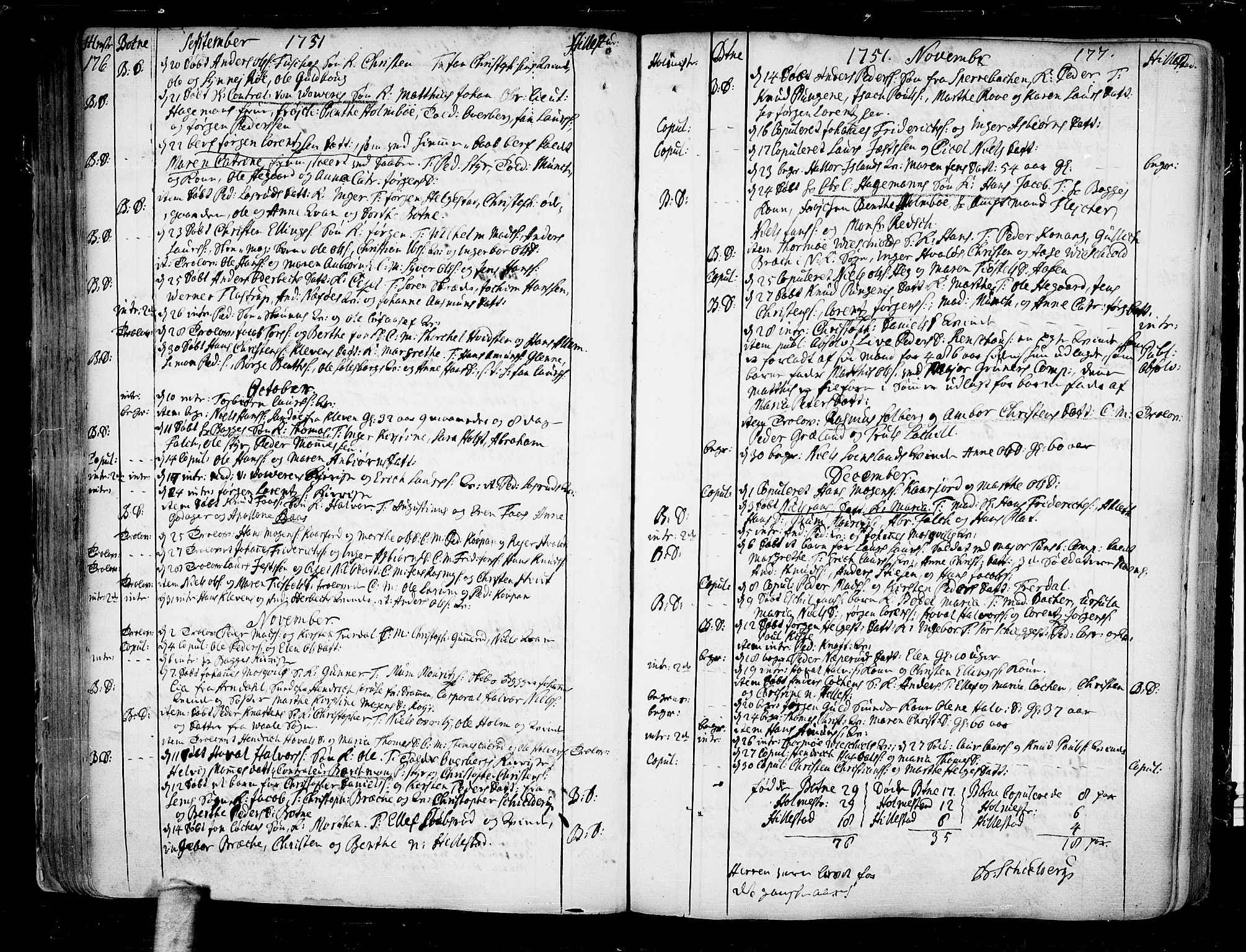 Botne kirkebøker, SAKO/A-340/F/Fa/L0001a: Parish register (official) no. I 1A, 1707-1778, p. 176-177