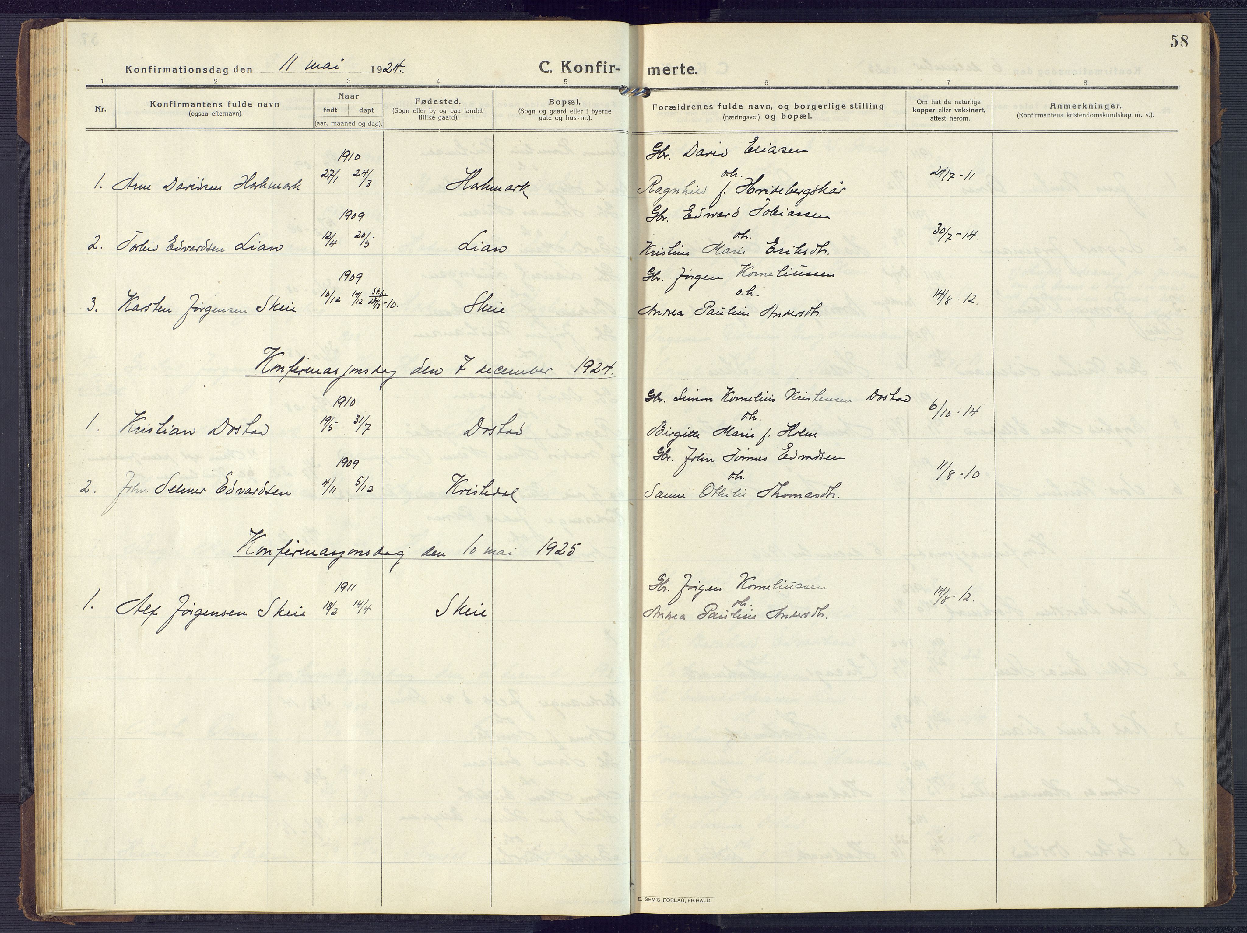 Mandal sokneprestkontor, AV/SAK-1111-0030/F/Fb/Fbb/L0005: Parish register (copy) no. B 5, 1913-1957, p. 58