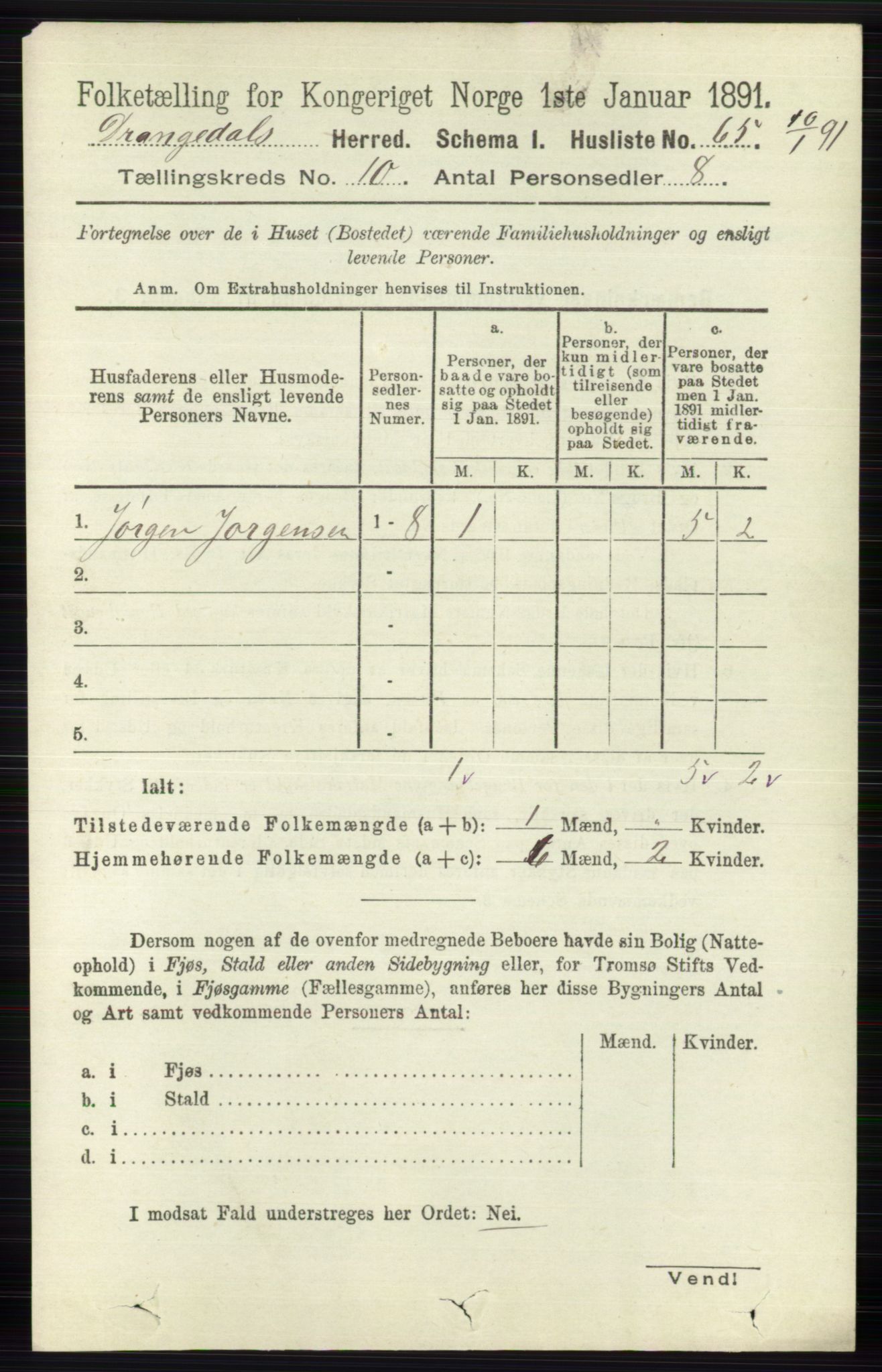 RA, 1891 census for 0817 Drangedal, 1891, p. 3411