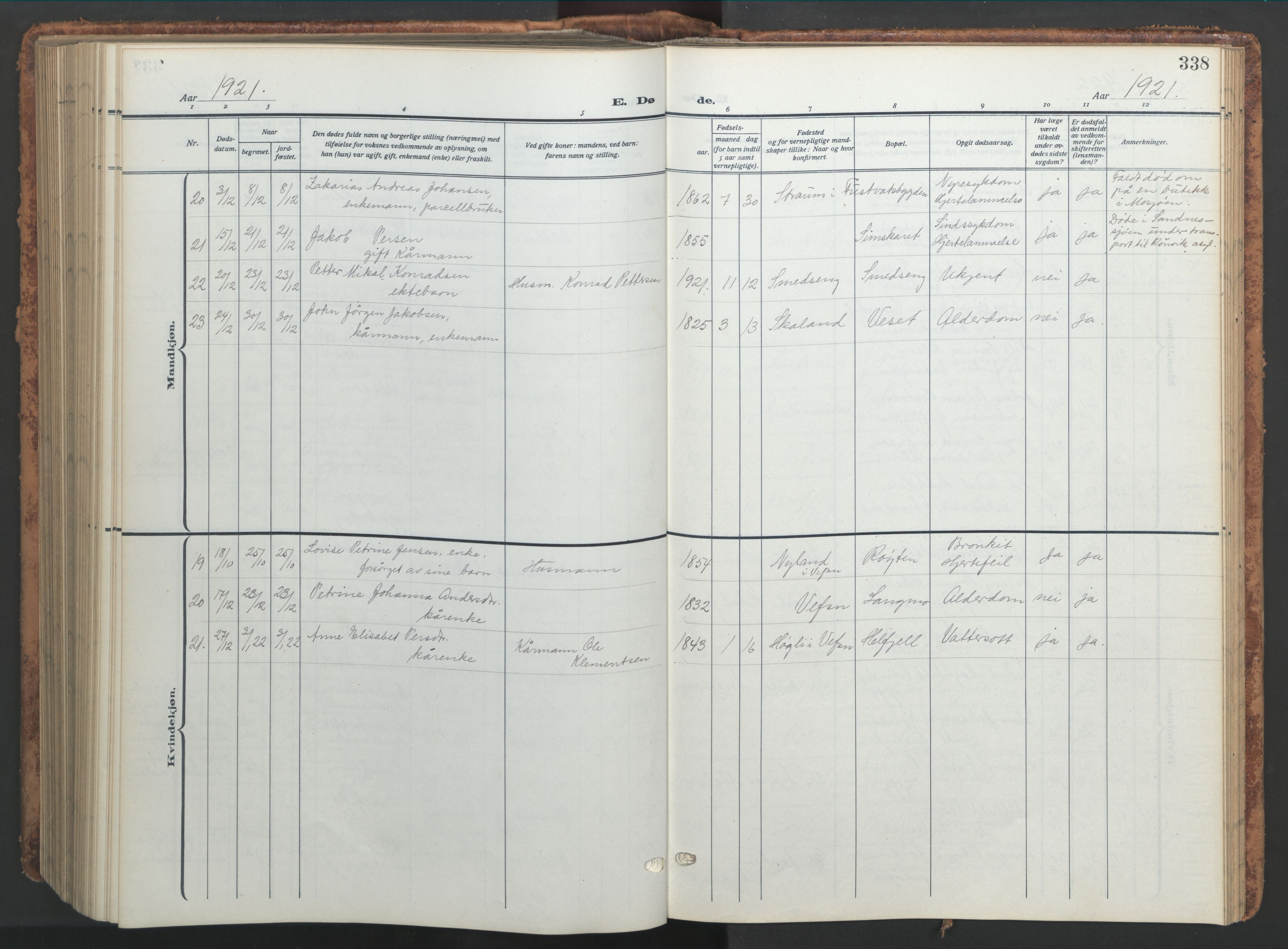 Ministerialprotokoller, klokkerbøker og fødselsregistre - Nordland, AV/SAT-A-1459/820/L0302: Parish register (copy) no. 820C04, 1917-1948, p. 338