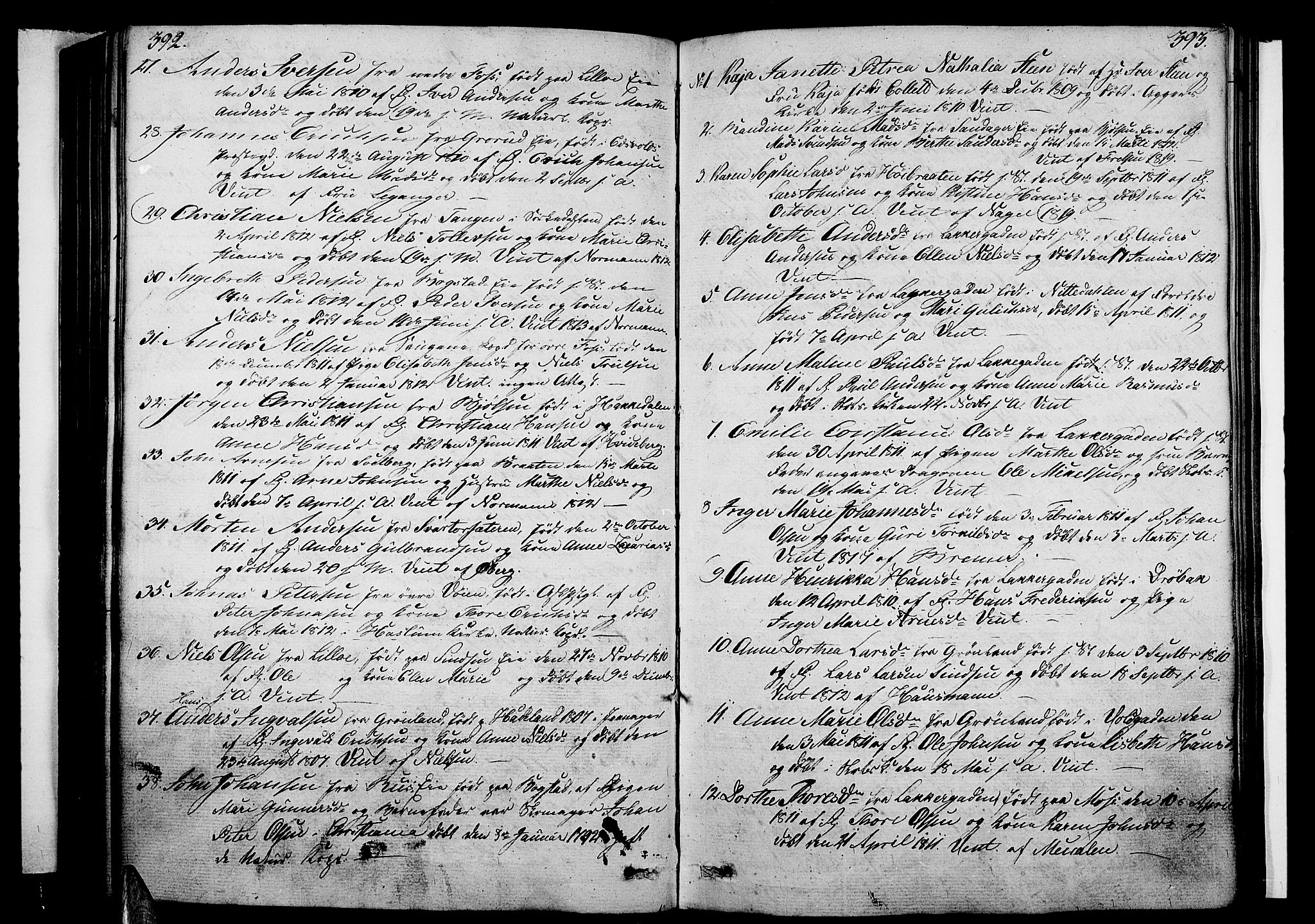 Aker prestekontor kirkebøker, AV/SAO-A-10861/F/L0012: Parish register (official) no. 12, 1819-1828, p. 392-393