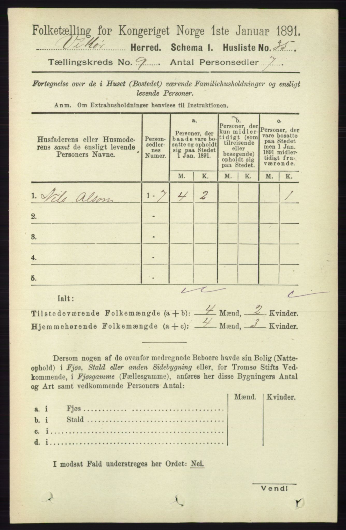 RA, 1891 census for 1238 Vikør, 1891, p. 2654