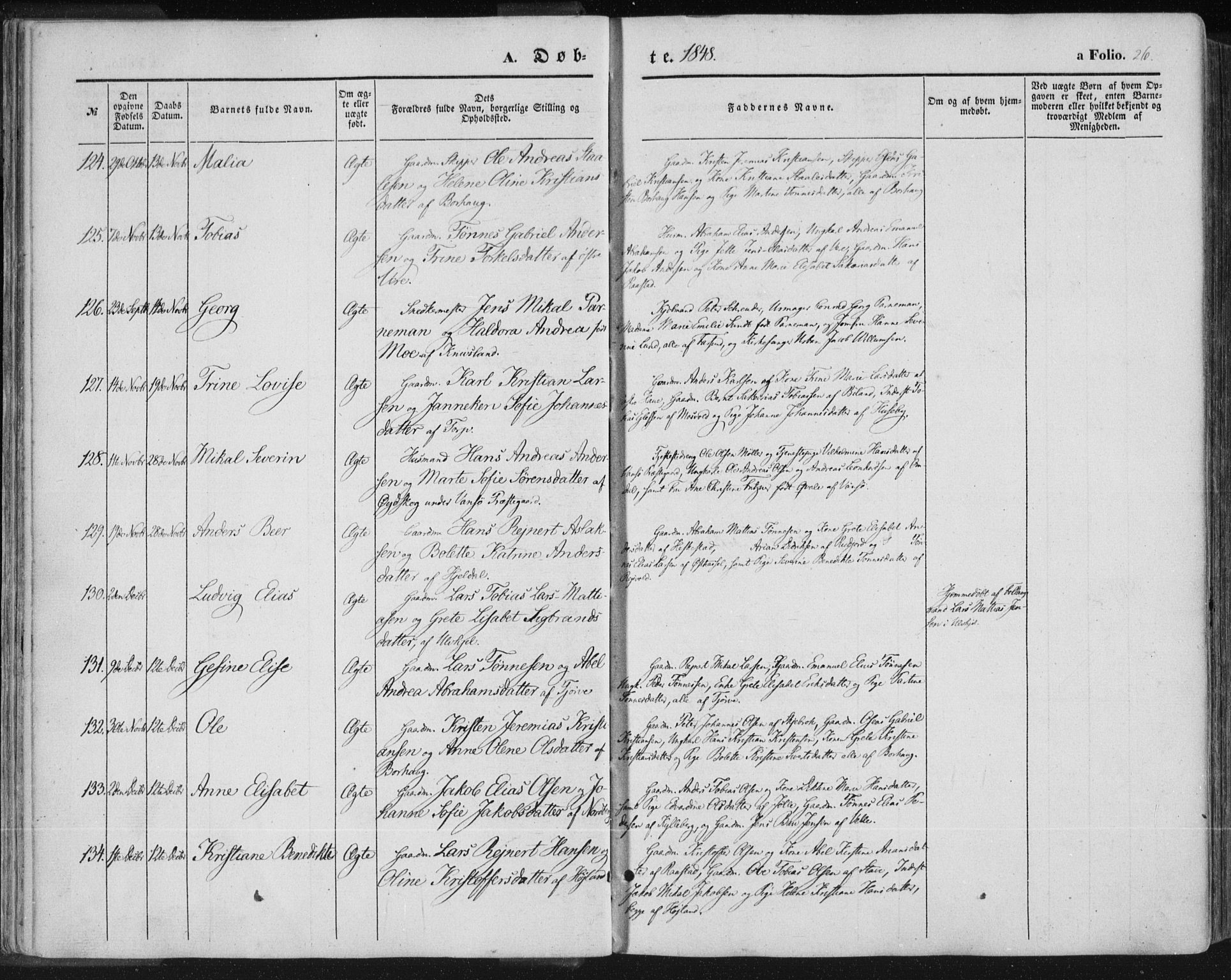 Lista sokneprestkontor, SAK/1111-0027/F/Fa/L0010: Parish register (official) no. A 10, 1846-1861, p. 26