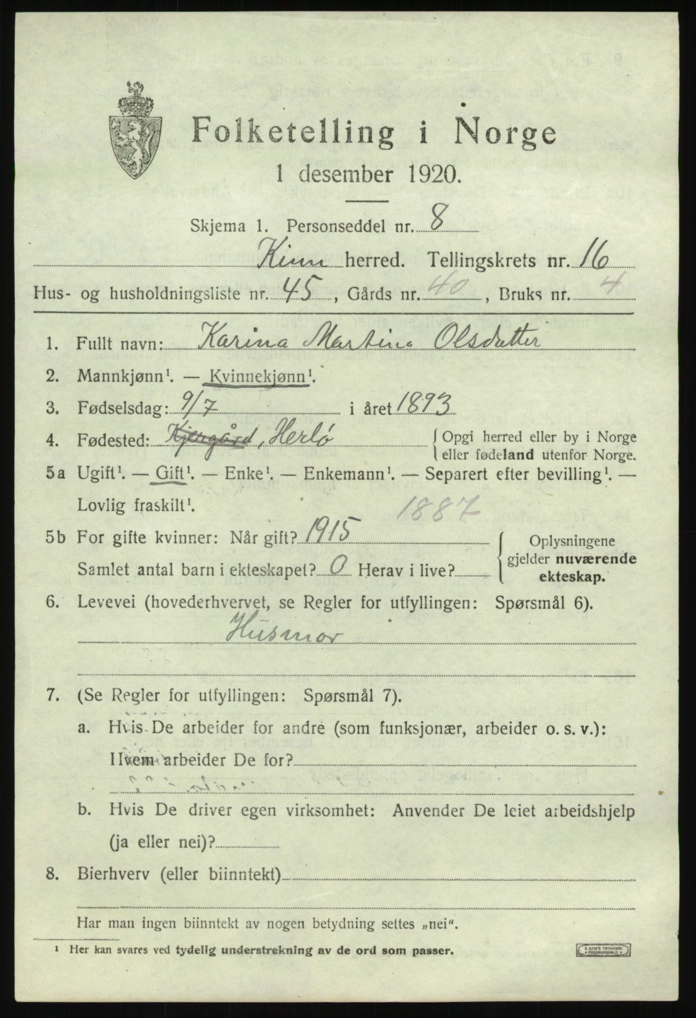 SAB, 1920 census for Kinn, 1920, p. 6057