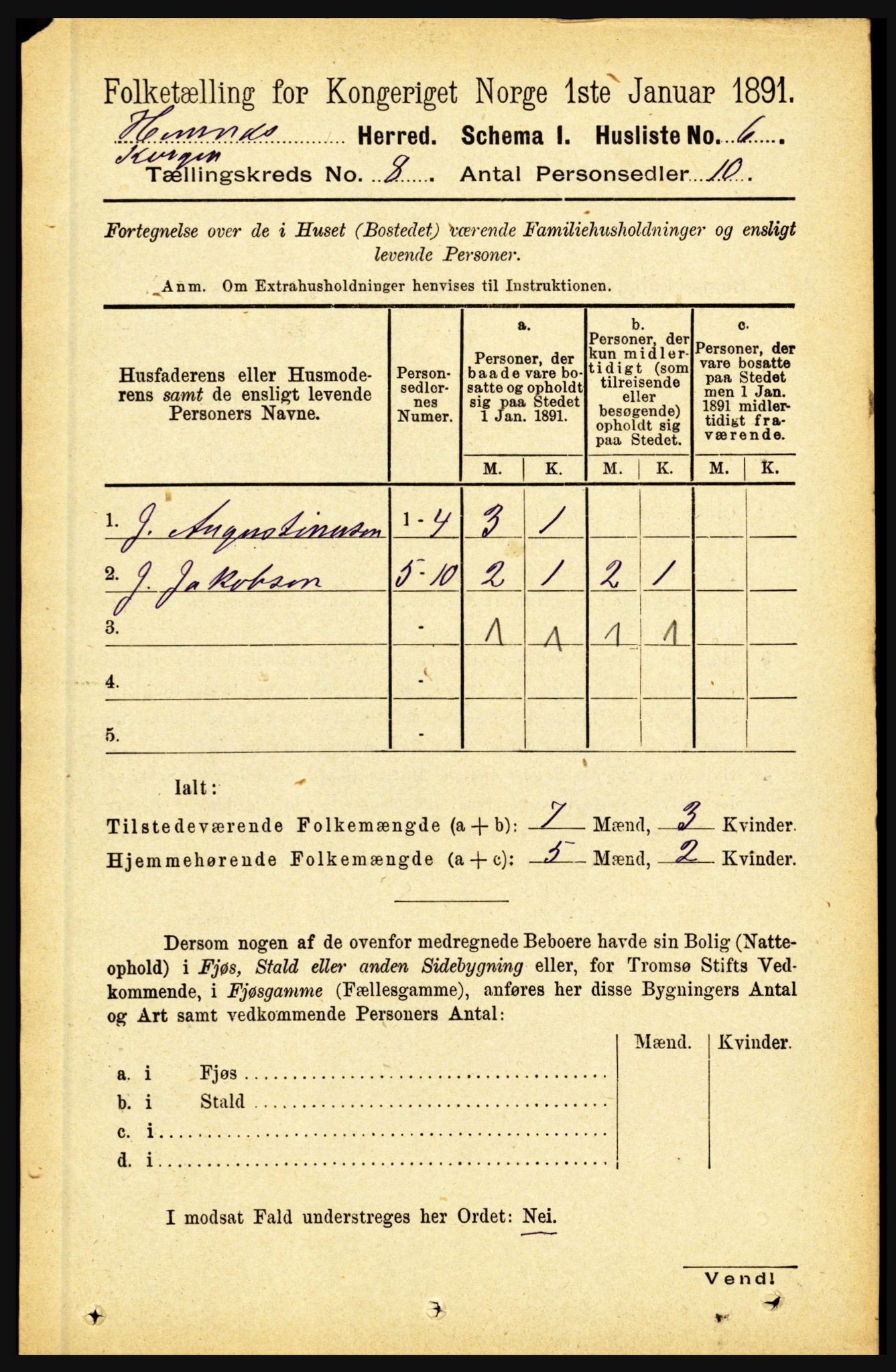 RA, 1891 census for 1832 Hemnes, 1891, p. 3540