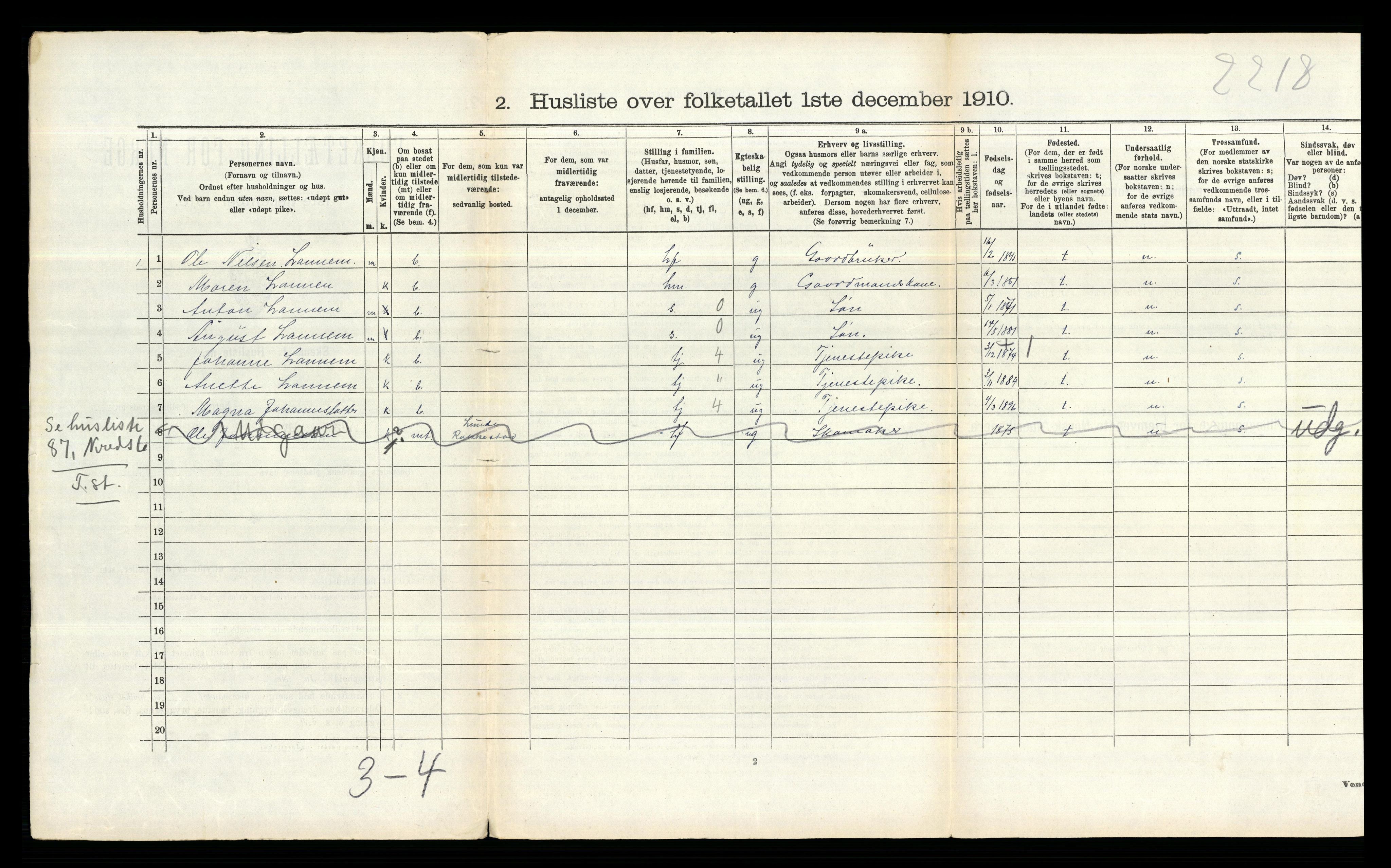 RA, 1910 census for Rakkestad, 1910, p. 1492