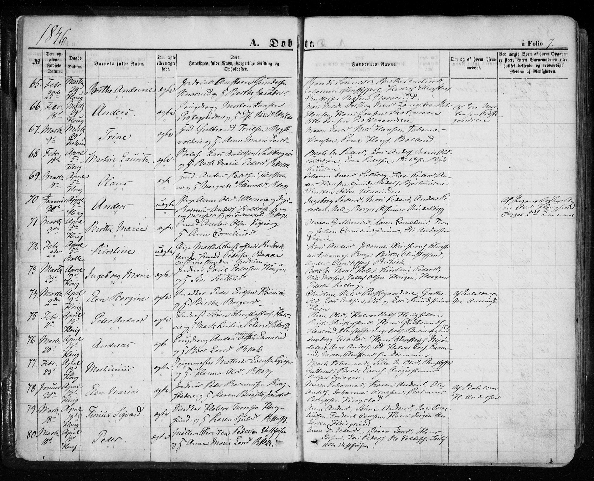 Eiker kirkebøker, AV/SAKO-A-4/F/Fa/L0014: Parish register (official) no. I 14, 1846-1854, p. 7