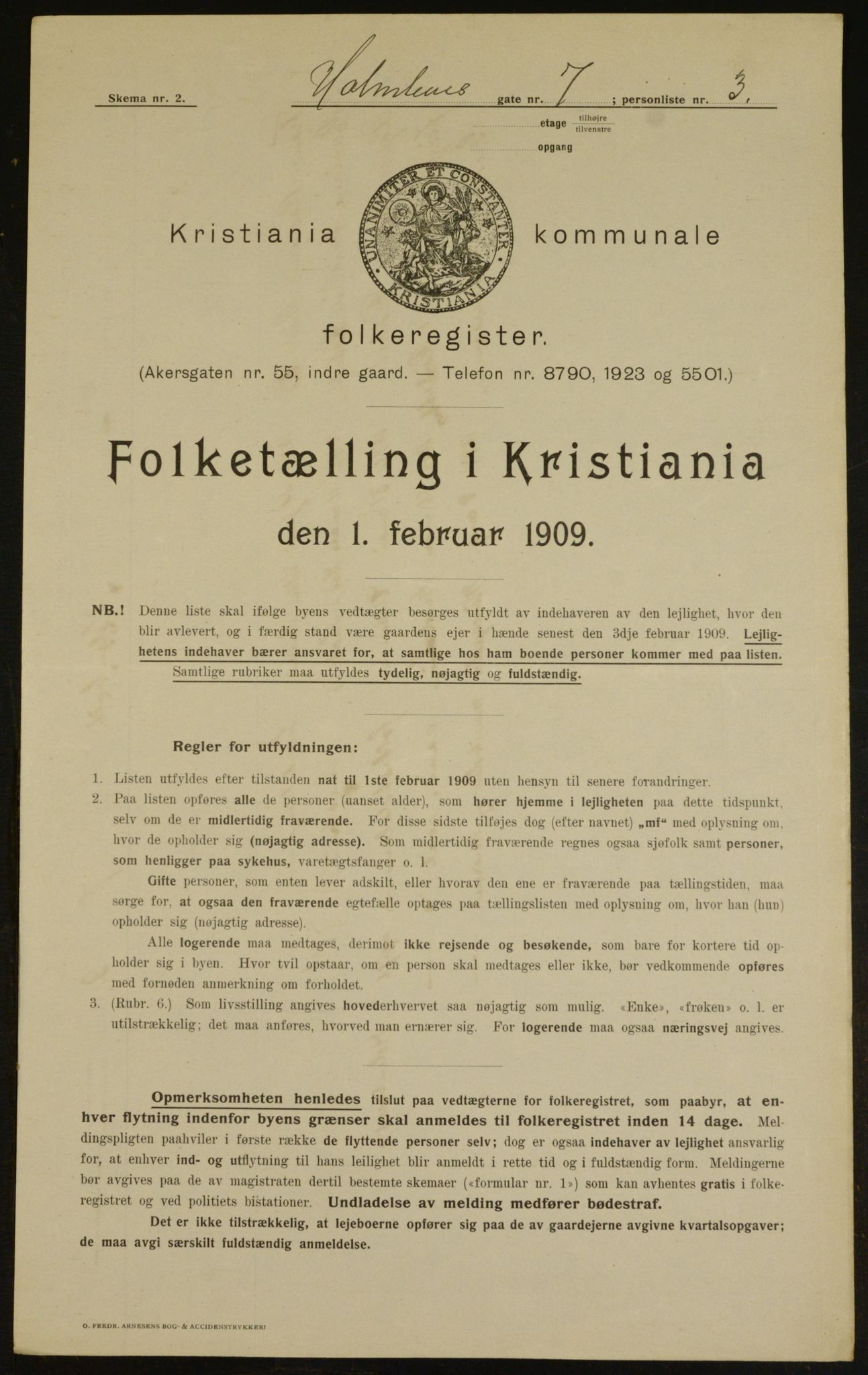 OBA, Municipal Census 1909 for Kristiania, 1909, p. 37010