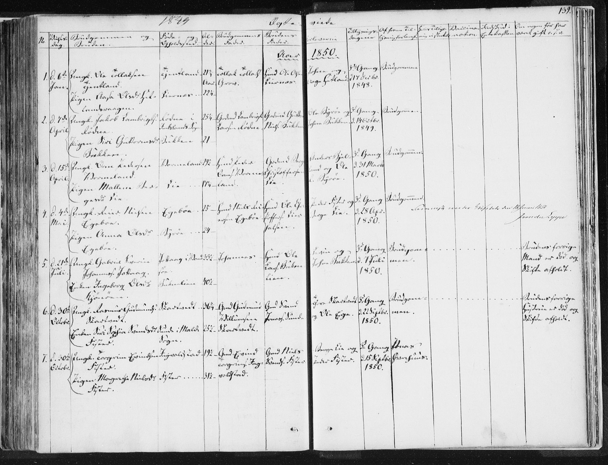 Hjelmeland sokneprestkontor, AV/SAST-A-101843/01/IV/L0007: Parish register (official) no. A 7, 1834-1850, p. 139