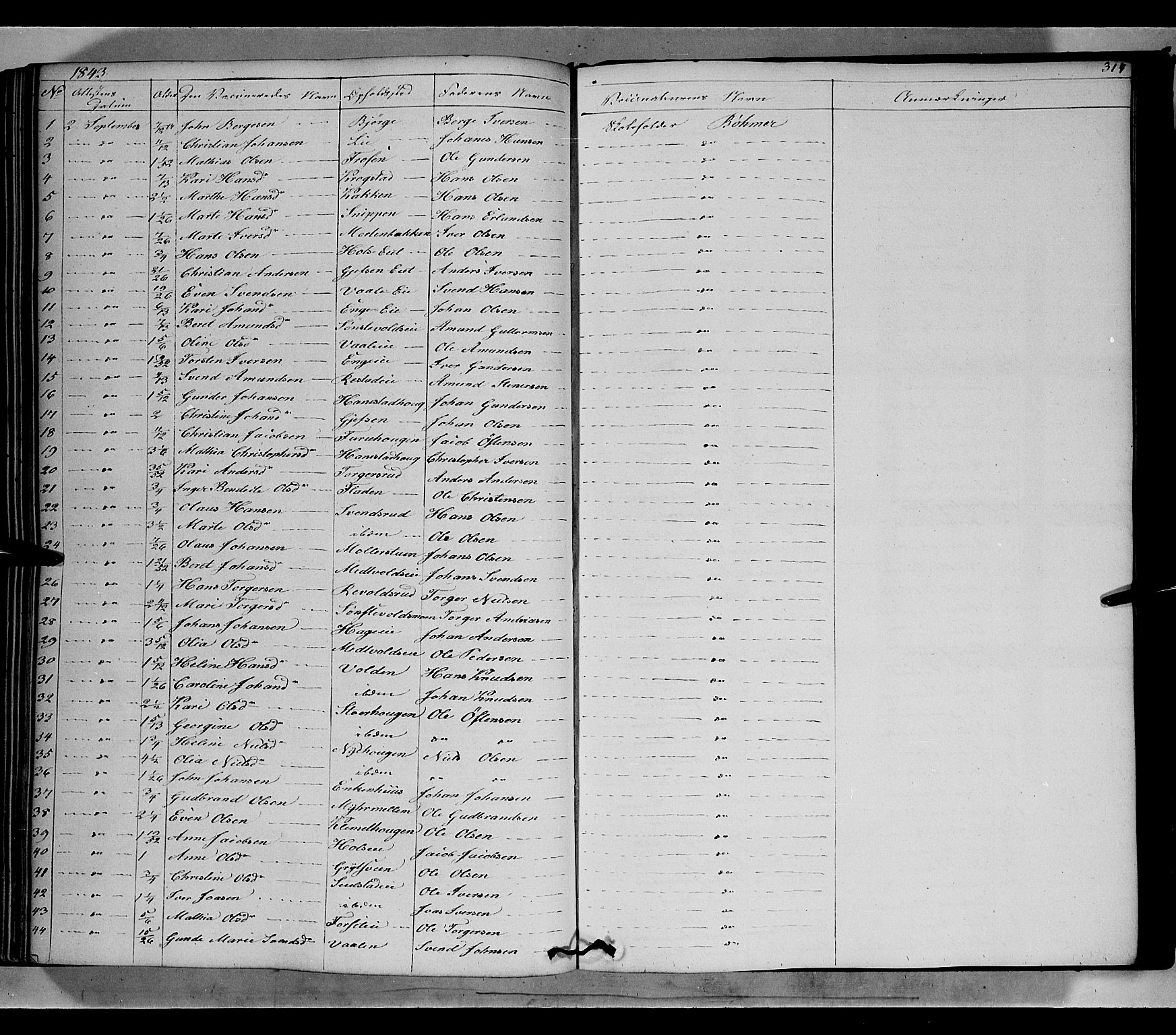 Gausdal prestekontor, SAH/PREST-090/H/Ha/Haa/L0007: Parish register (official) no. 7, 1840-1850, p. 314