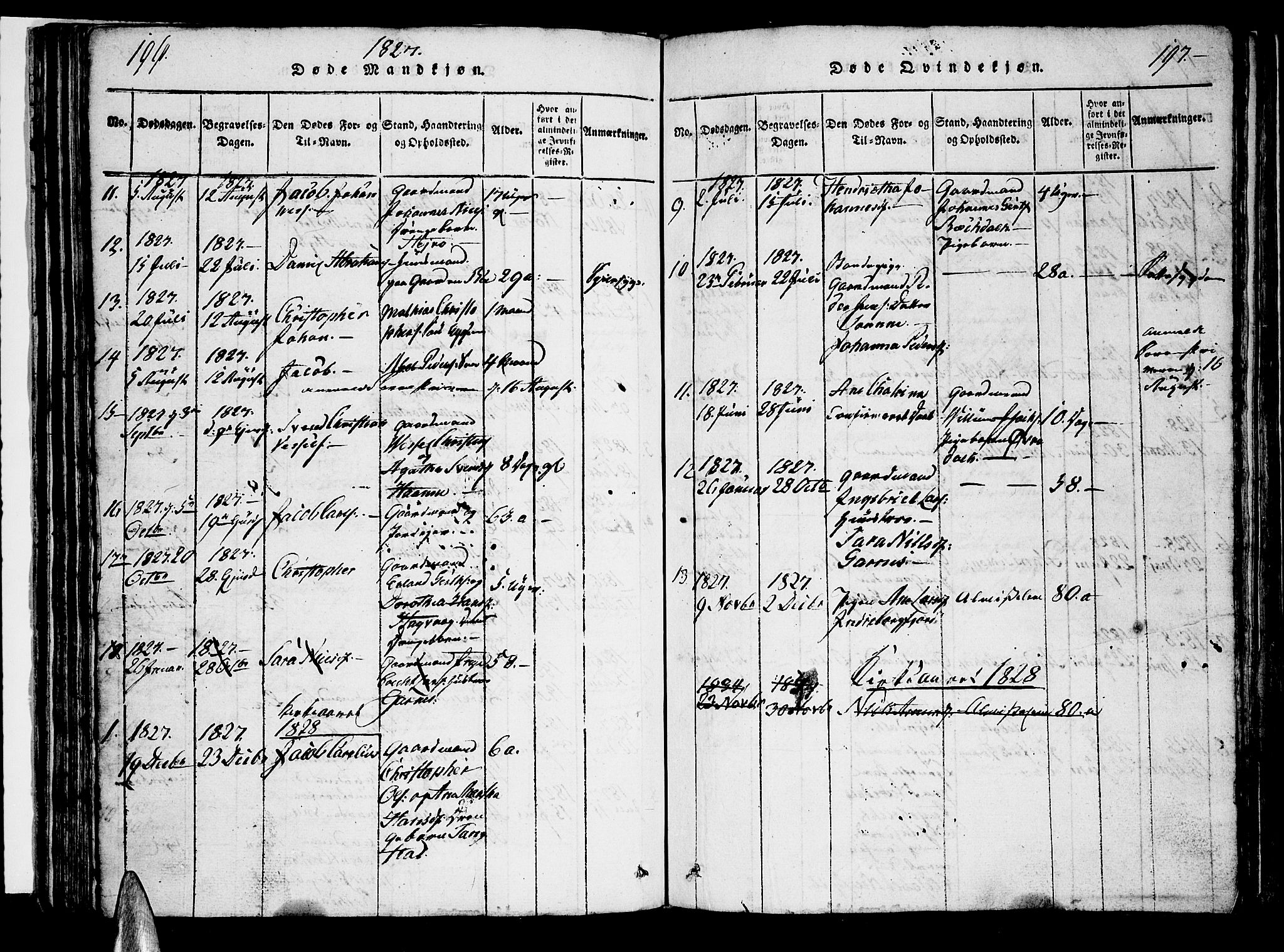 Ministerialprotokoller, klokkerbøker og fødselsregistre - Nordland, AV/SAT-A-1459/880/L1130: Parish register (official) no. 880A04, 1821-1843, p. 196-197