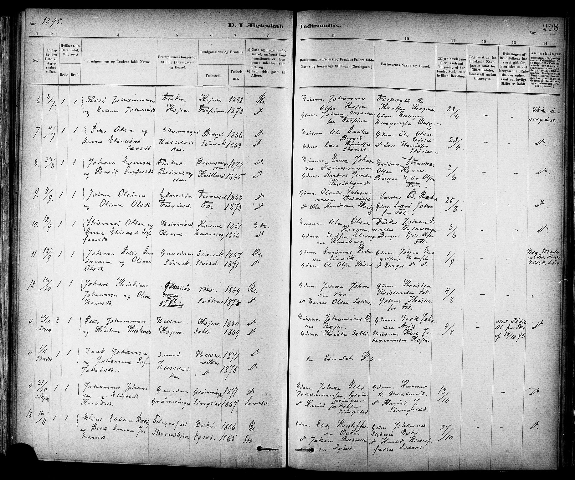 Ministerialprotokoller, klokkerbøker og fødselsregistre - Sør-Trøndelag, SAT/A-1456/647/L0634: Parish register (official) no. 647A01, 1885-1896, p. 228