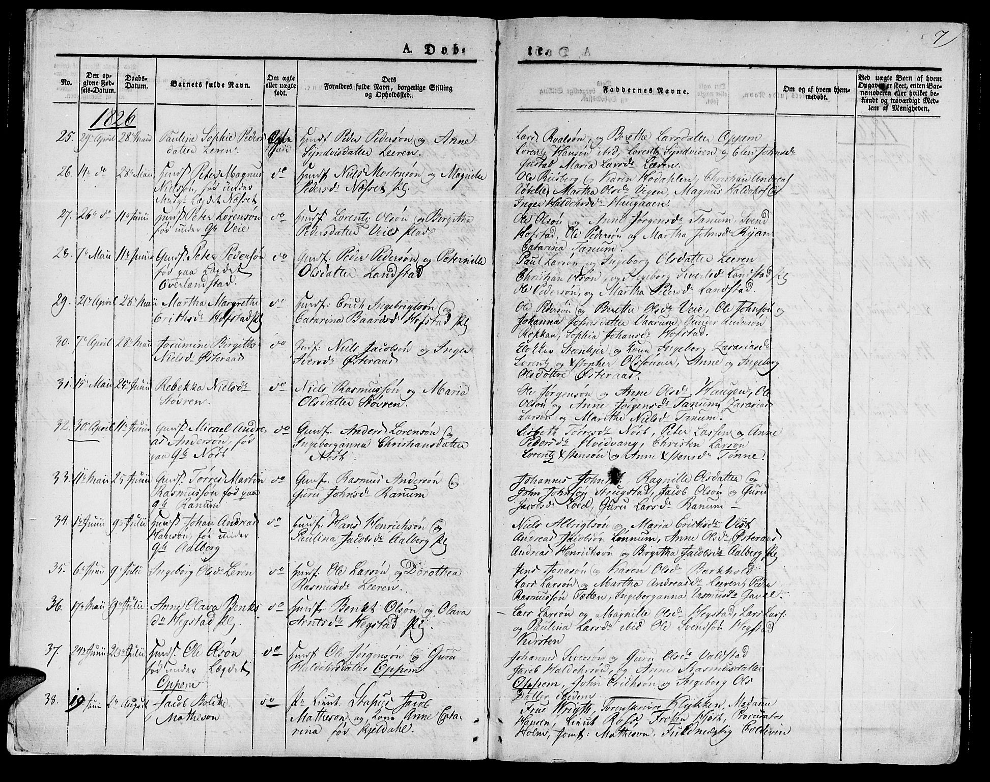 Ministerialprotokoller, klokkerbøker og fødselsregistre - Nord-Trøndelag, AV/SAT-A-1458/735/L0336: Parish register (official) no. 735A05 /1, 1825-1835, p. 7