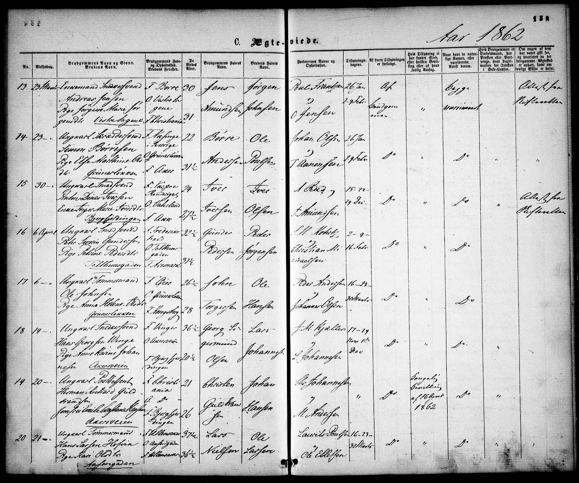 Gamle Aker prestekontor Kirkebøker, SAO/A-10617a/F/L0001: Parish register (official) no. 1, 1861-1865, p. 158