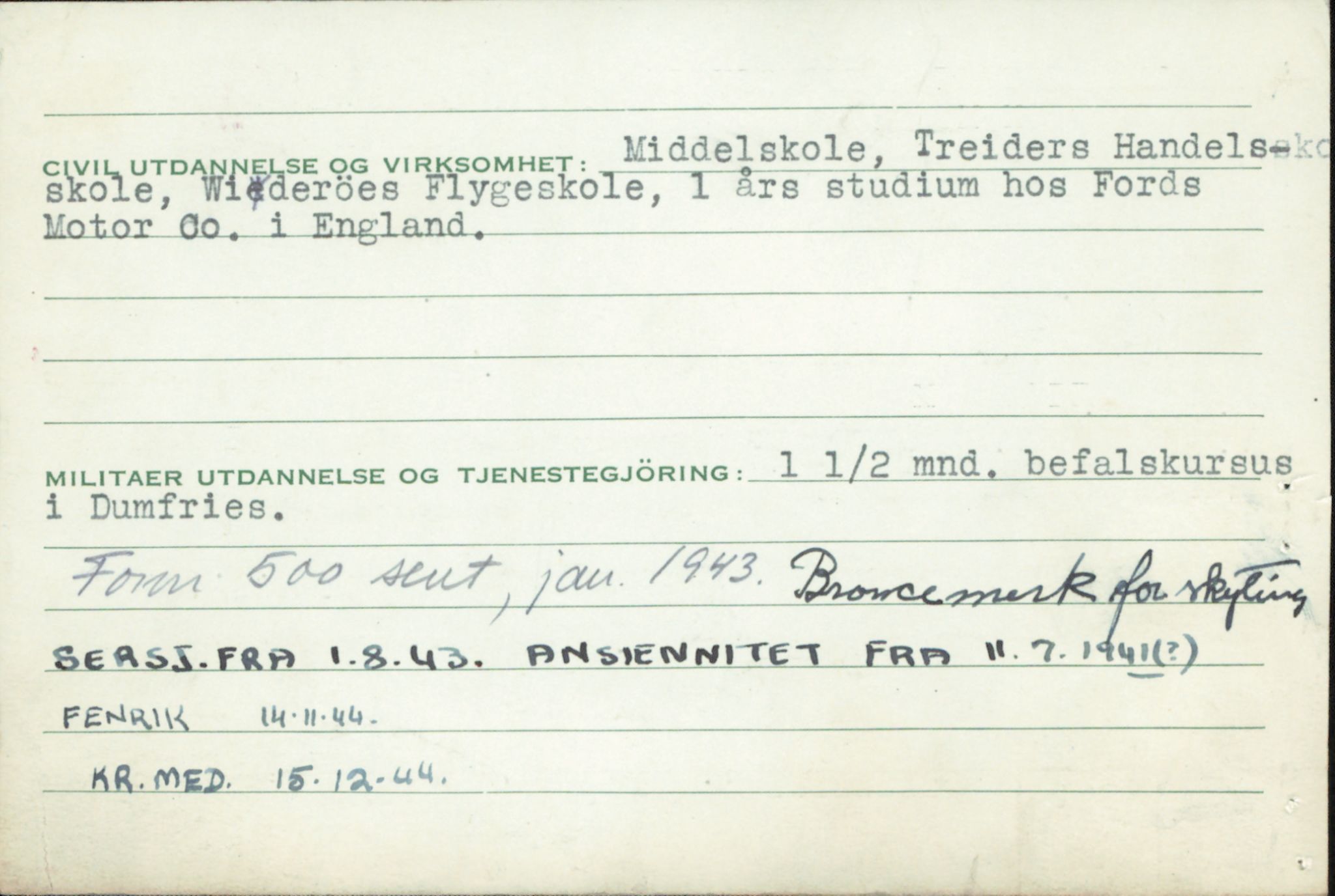 Forsvaret, Forsvarets overkommando/Luftforsvarsstaben, RA/RAFA-4079/P/Pa/L0048: Personellpapirer, 1916, p. 254