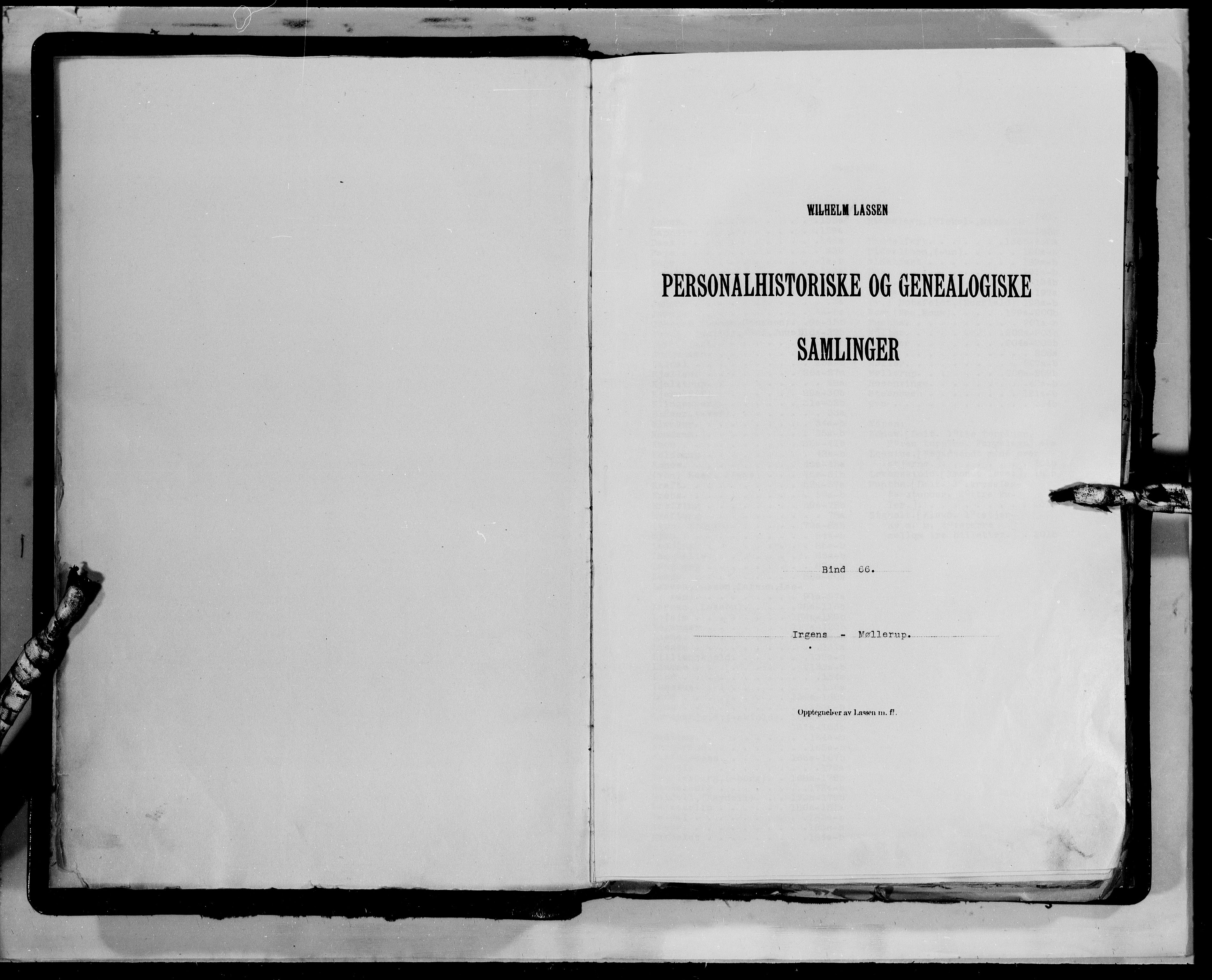 Lassens samlinger, AV/RA-PA-0051/F/Fb/L0066: Personalhistoriske og genealogiske opptegnelser: Irgens - Møllerup, 1500-1907, p. 2