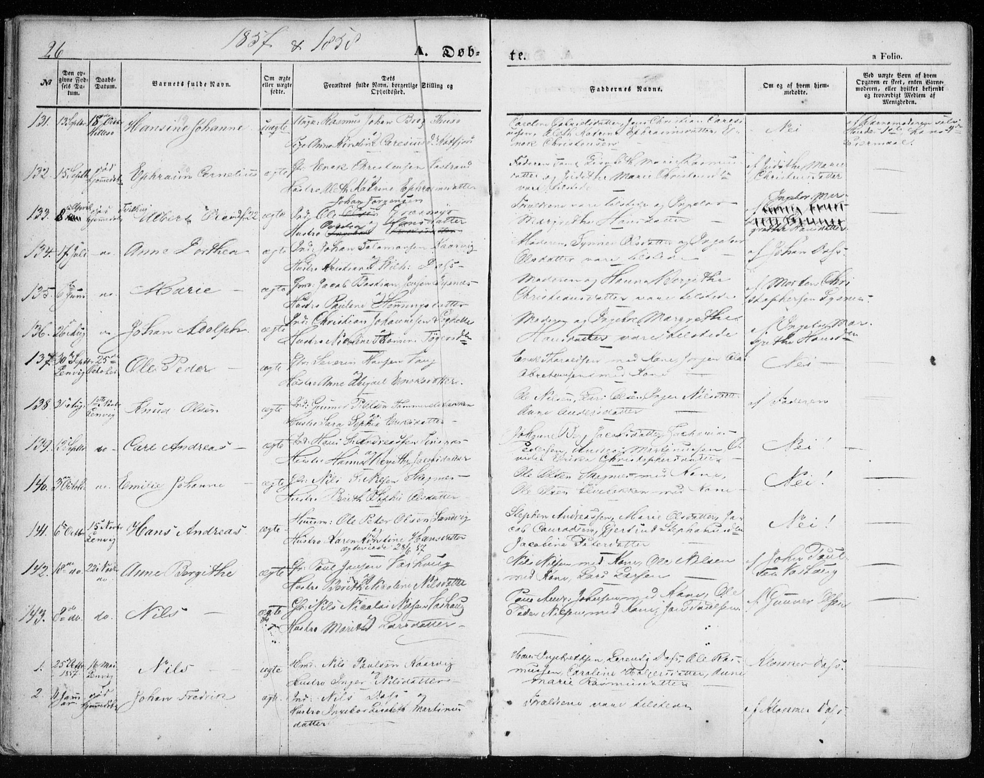 Lenvik sokneprestembete, SATØ/S-1310/H/Ha/Haa/L0007kirke: Parish register (official) no. 7, 1855-1865, p. 26