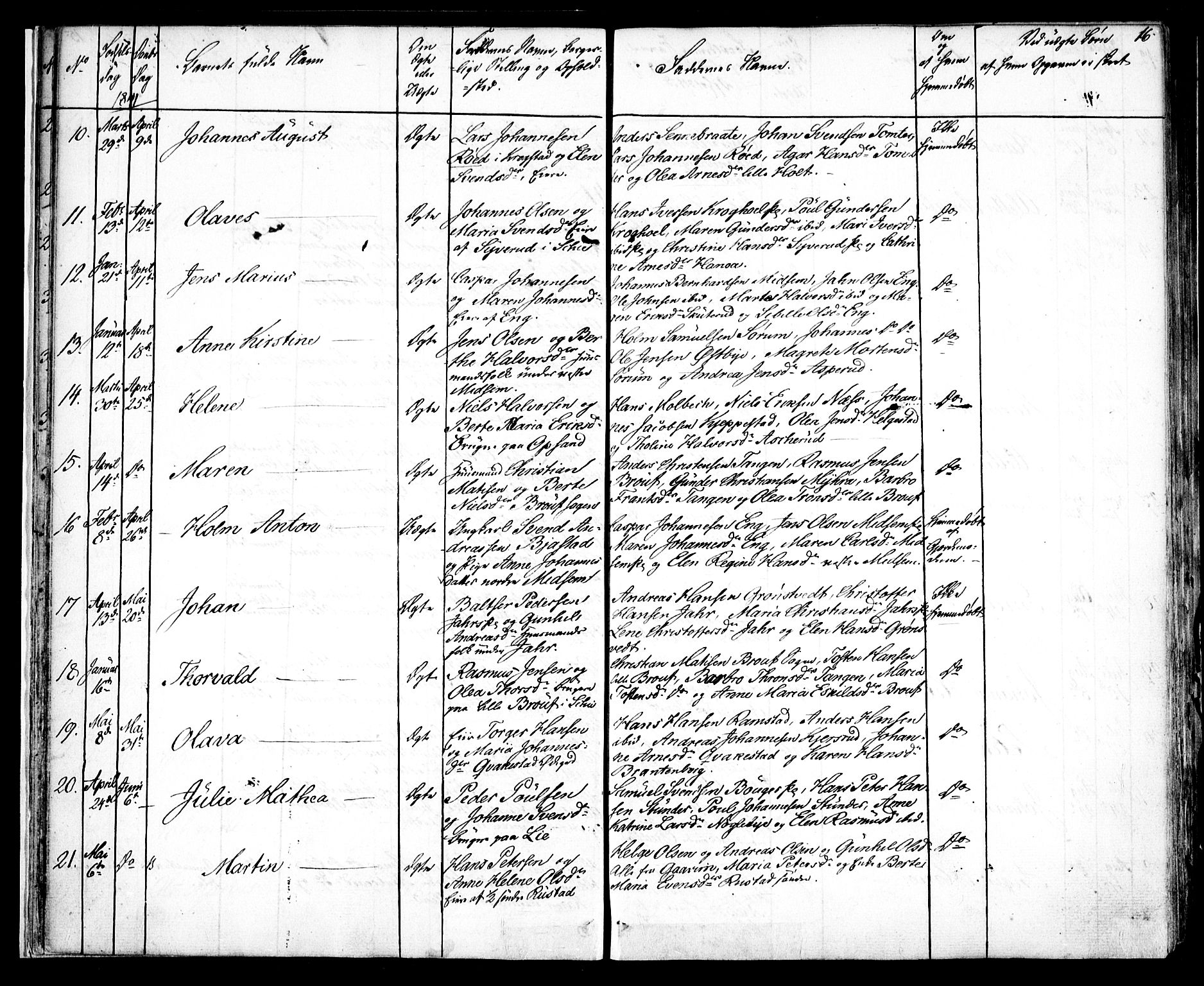 Kråkstad prestekontor Kirkebøker, SAO/A-10125a/F/Fa/L0005: Parish register (official) no. I 5, 1837-1847, p. 16