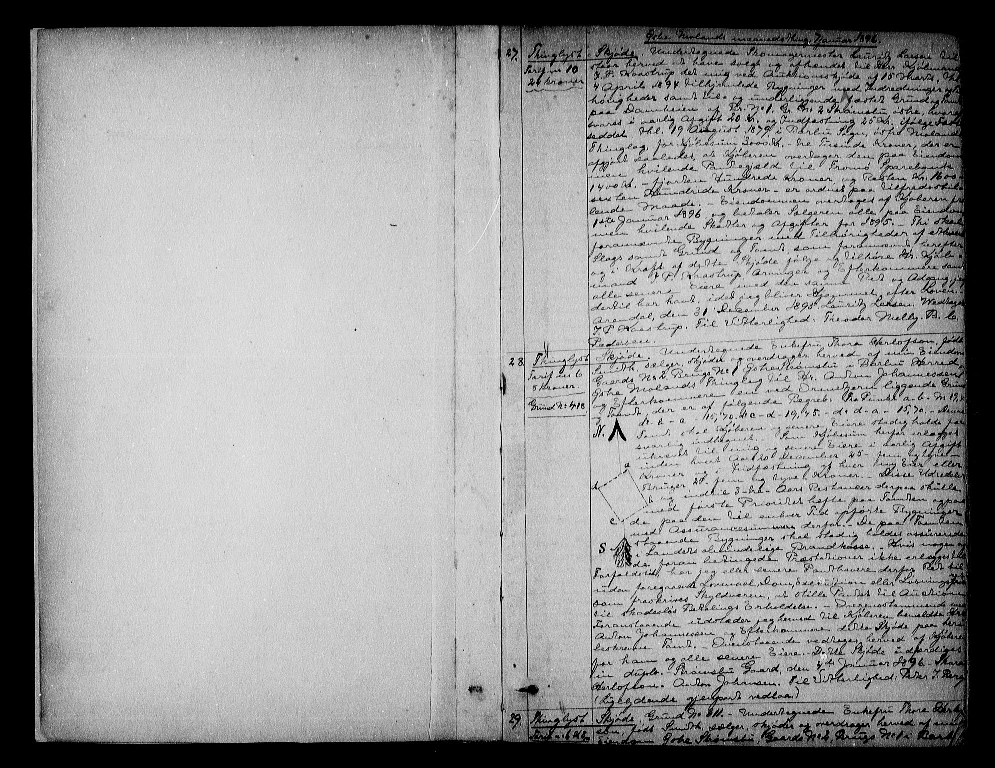 Nedenes sorenskriveri, AV/SAK-1221-0006/G/Gb/Gba/L0016: Mortgage book no. 13, 1896-1899